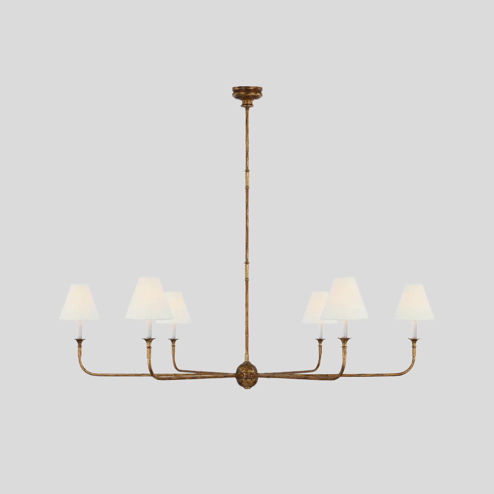 Grande Linear Chandelier - Classic Brass Multi-Arm Dining Pendant Light