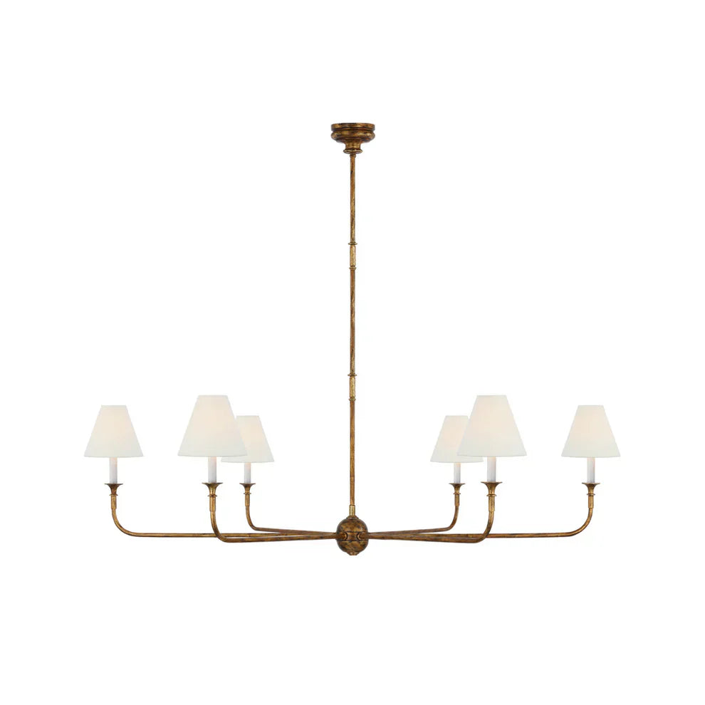 Grande Linear Chandelier - Classic Brass Multi-Arm Dining Pendant Light