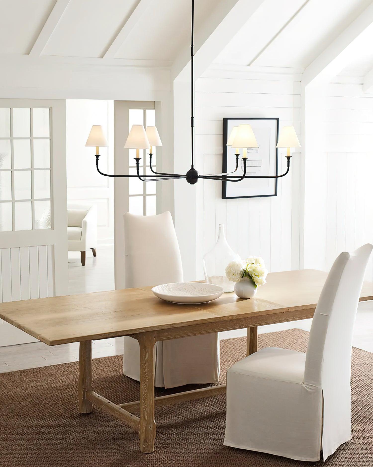 Grande Linear Chandelier - Classic Brass Multi-Arm Dining Pendant Light