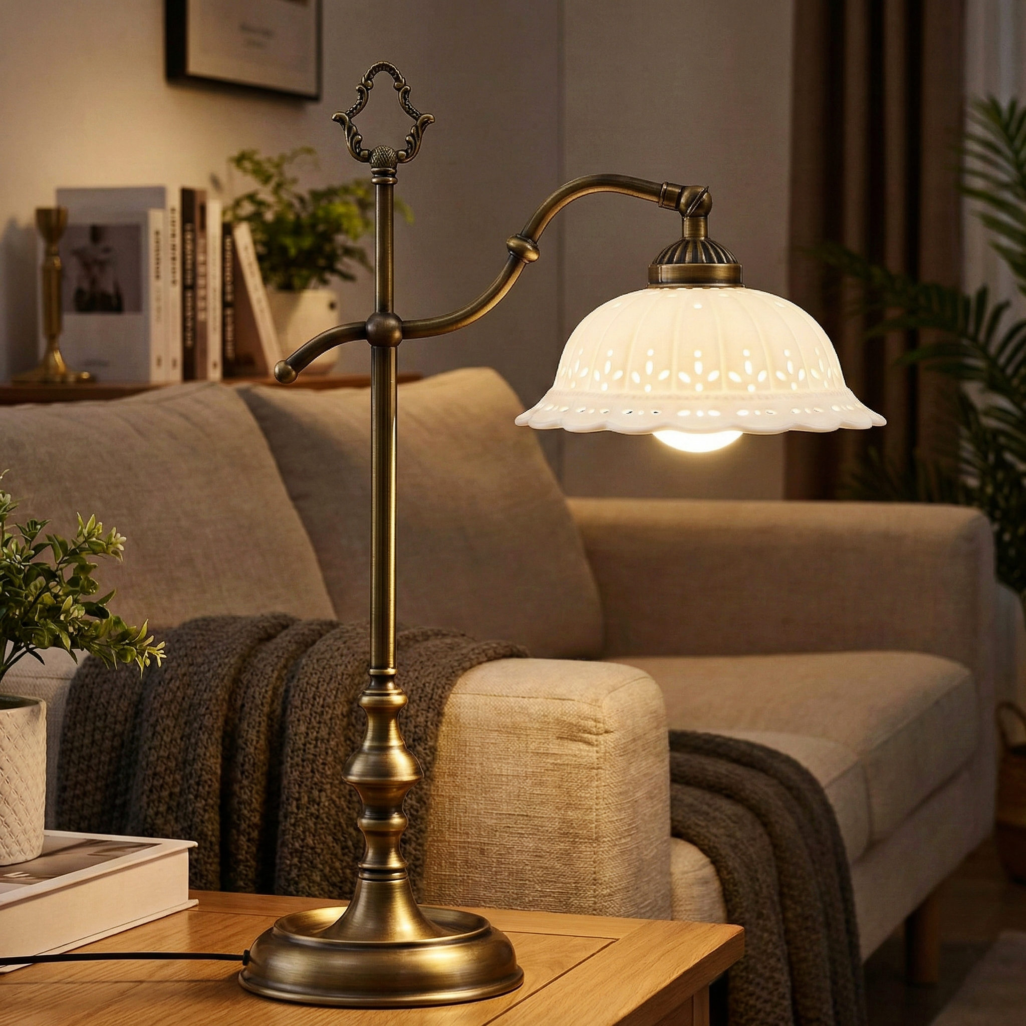 Lacquered Brass Sphere Table Lamp – Warm Ambient Glow In Living Rooms