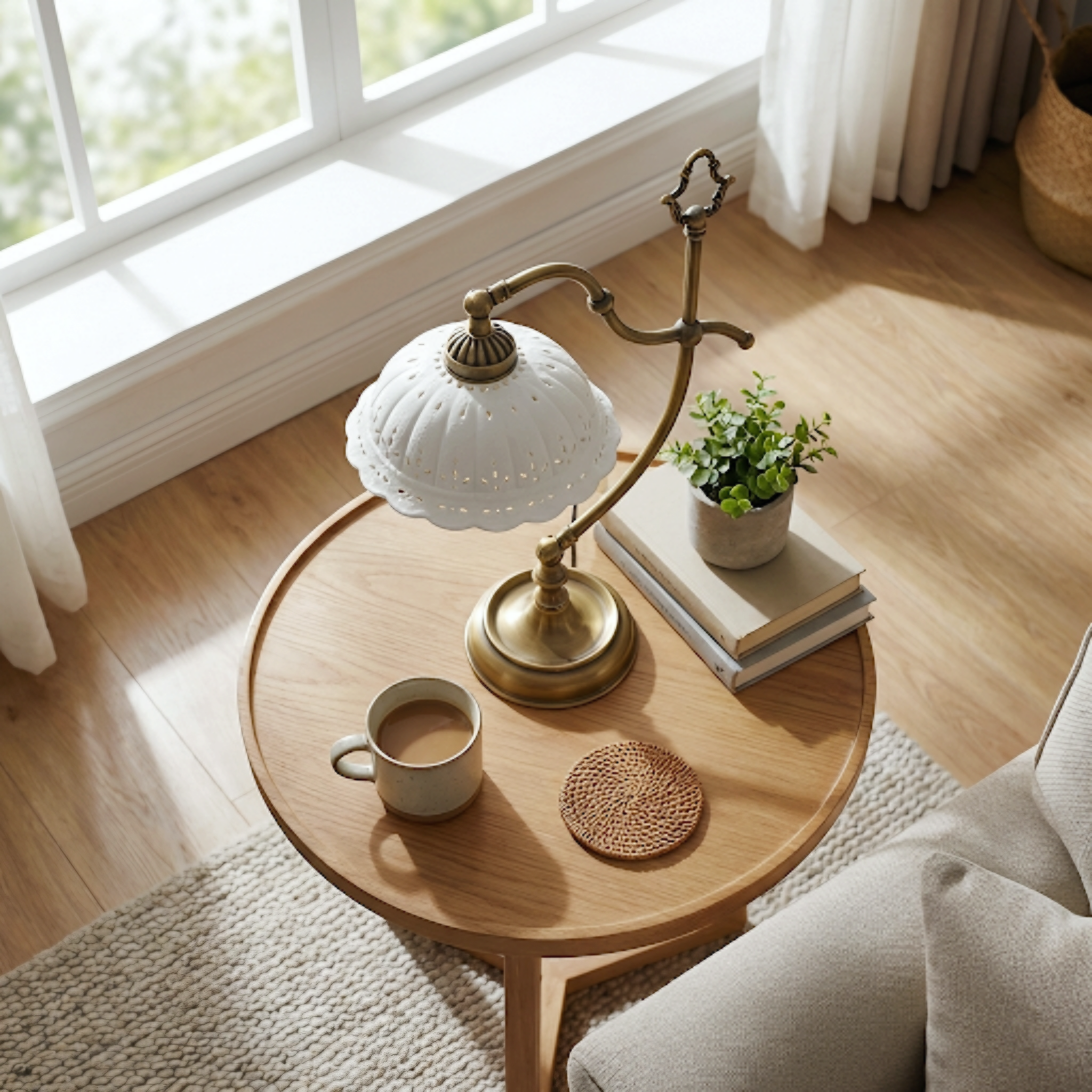 Lacquered Brass Sphere Table Lamp – Warm Ambient Glow In Living Rooms