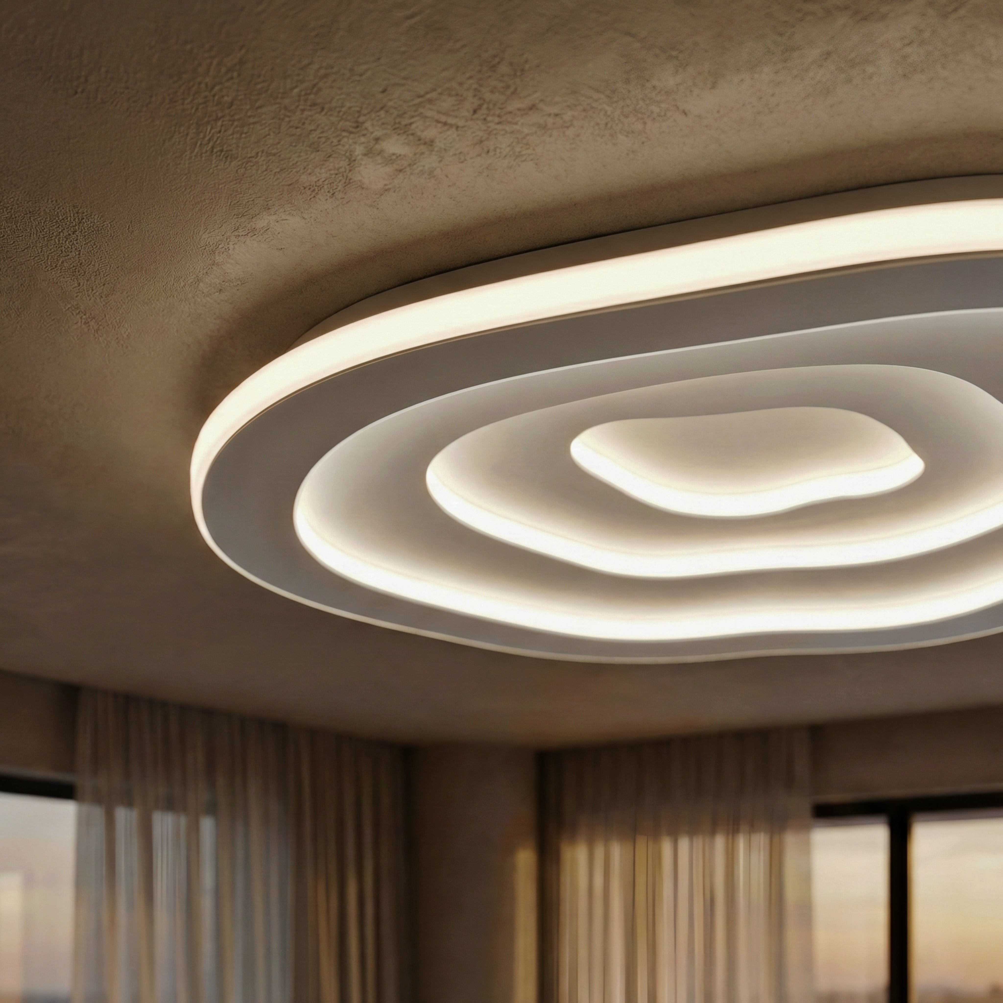 Horis Ring Ceiling Light – LED Ceiling Light Fixture White Warm Glow Modern Interiors