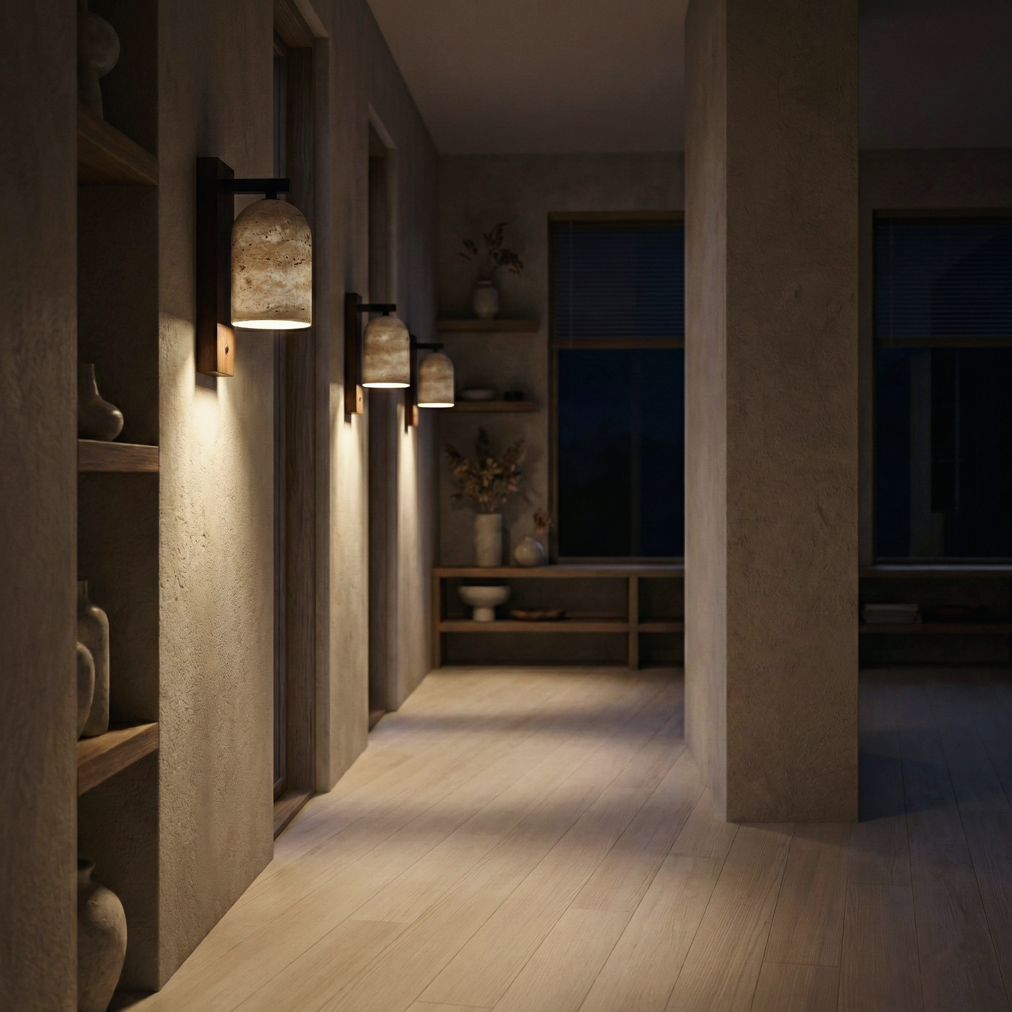 Stoned Travertine Wall Lamp – Travertine Finish Wall Light Fixture Dining Rooms Living Spaces Hallways