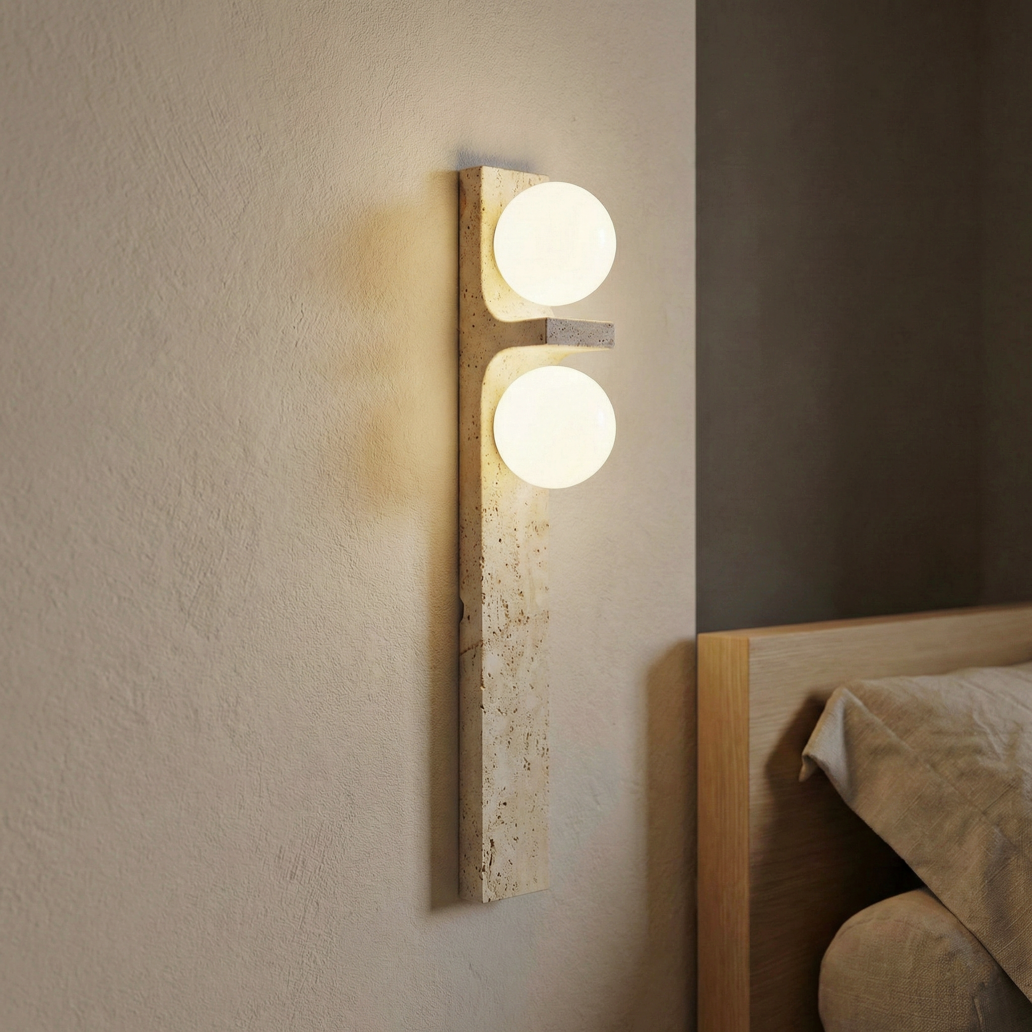 Revere Travertine Wall Sconce – Warm Diffused Light Natural Stone Wall Fixture Living Rooms