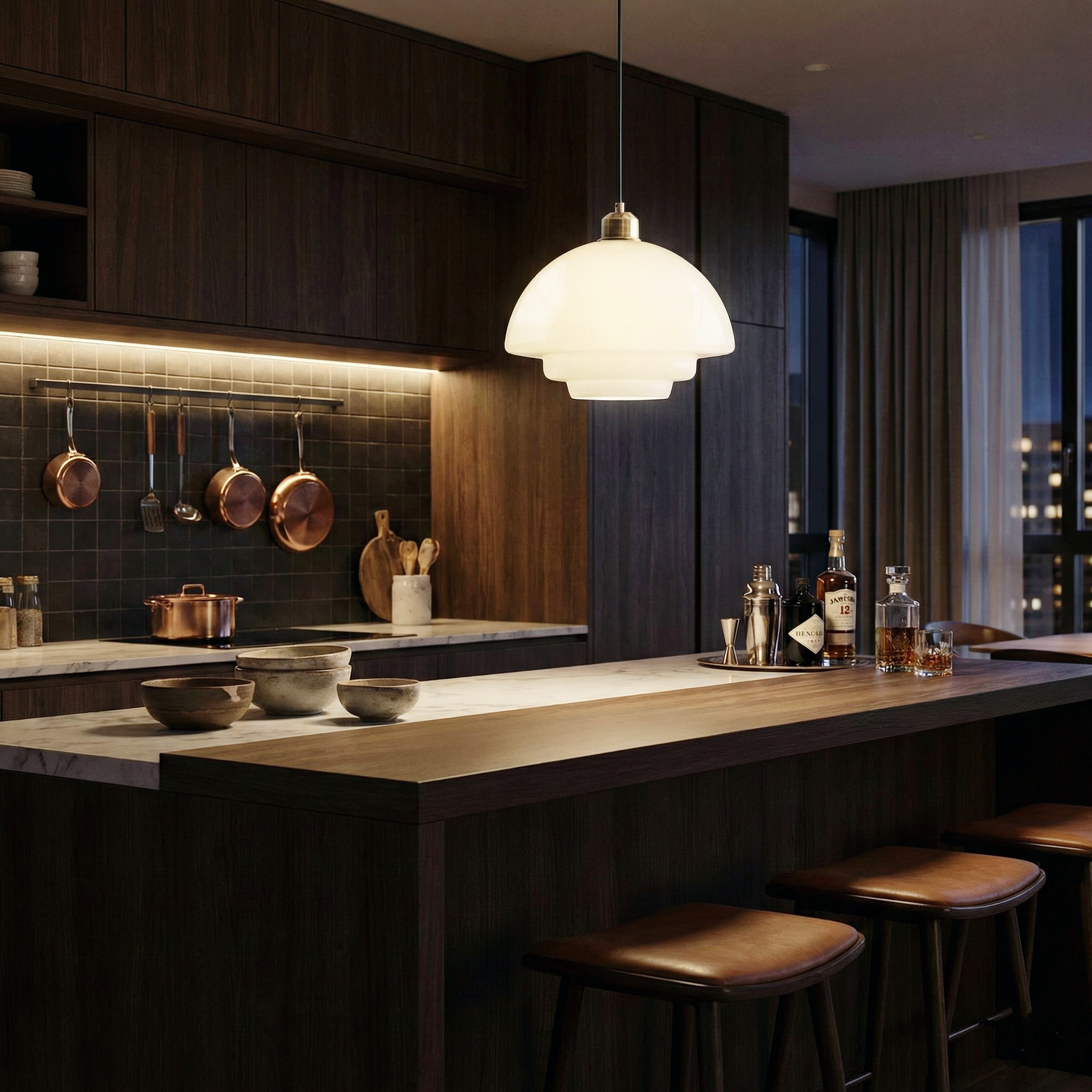Maze Smeared Pendant Light – LED Soft Diffusion Warm Ambience Mid Century Inspired Architecture