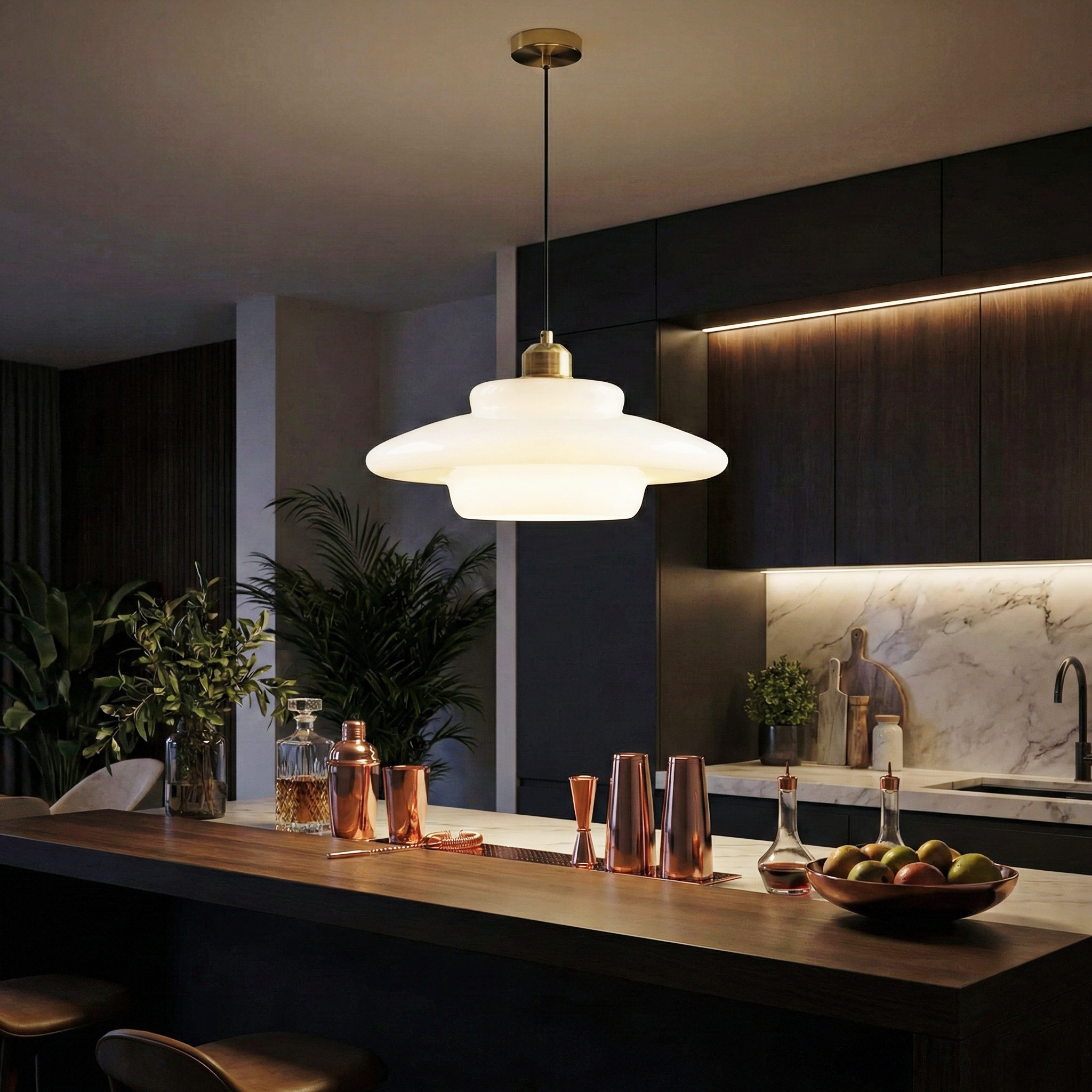 Maze Smeared Pendant Light – LED Soft Diffusion Warm Ambience Mid Century Inspired Architecture