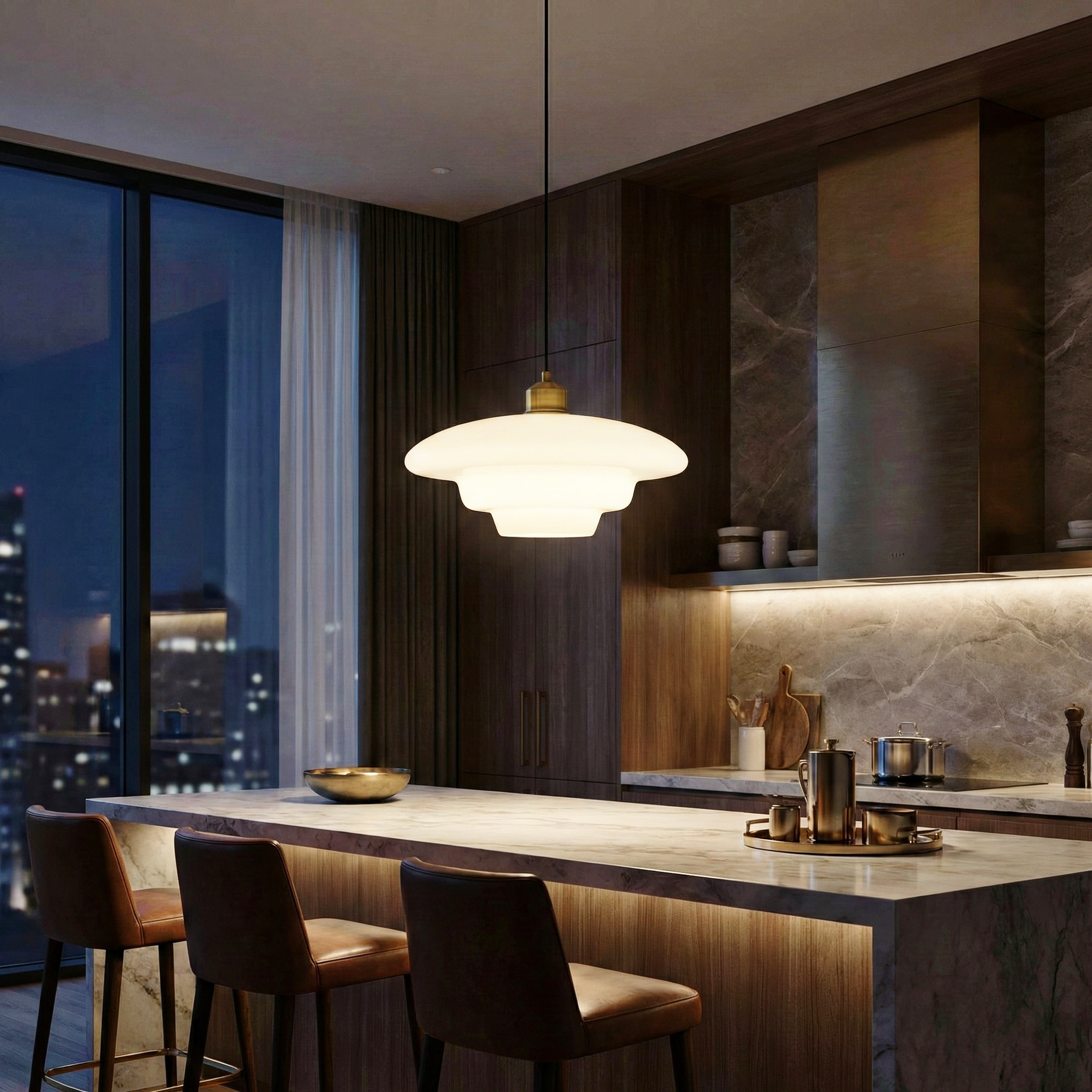 Maze Smeared Pendant Light – LED Soft Diffusion Warm Ambience Mid Century Inspired Architecture