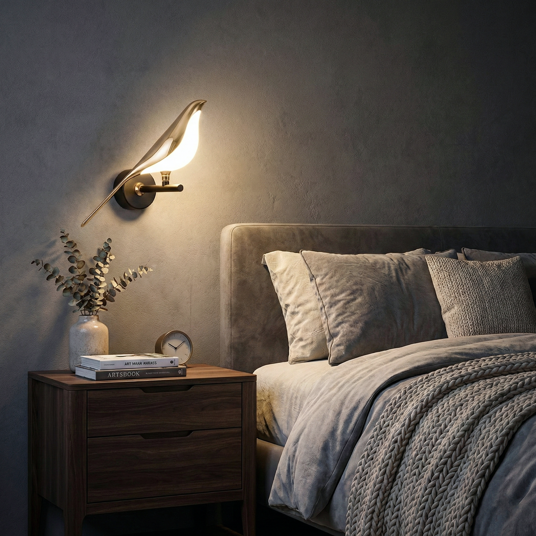 Gilded Magpie Sconce – Nordic Inspired Gold Finish Decorative Wall Light Living Room Hallway Accent