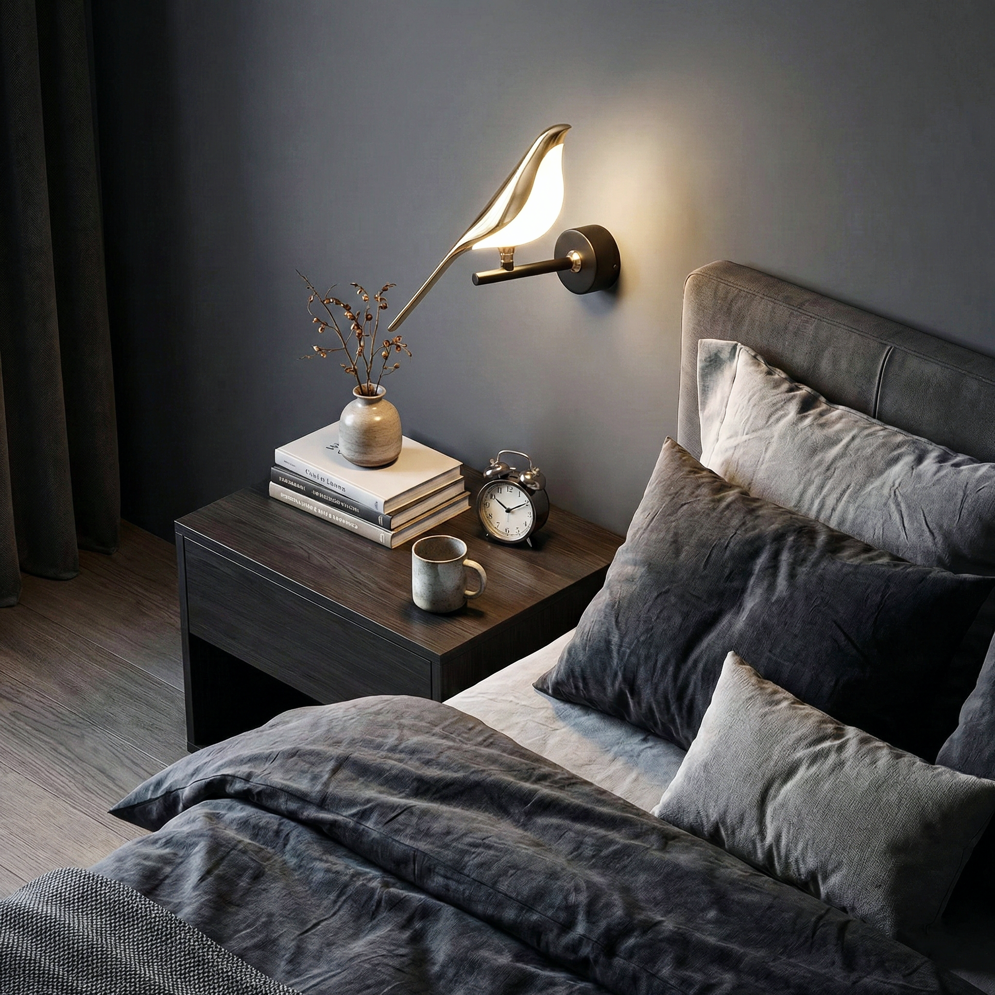 Gilded Magpie Sconce – Nordic Inspired Gold Finish Decorative Wall Light Living Room Hallway Accent