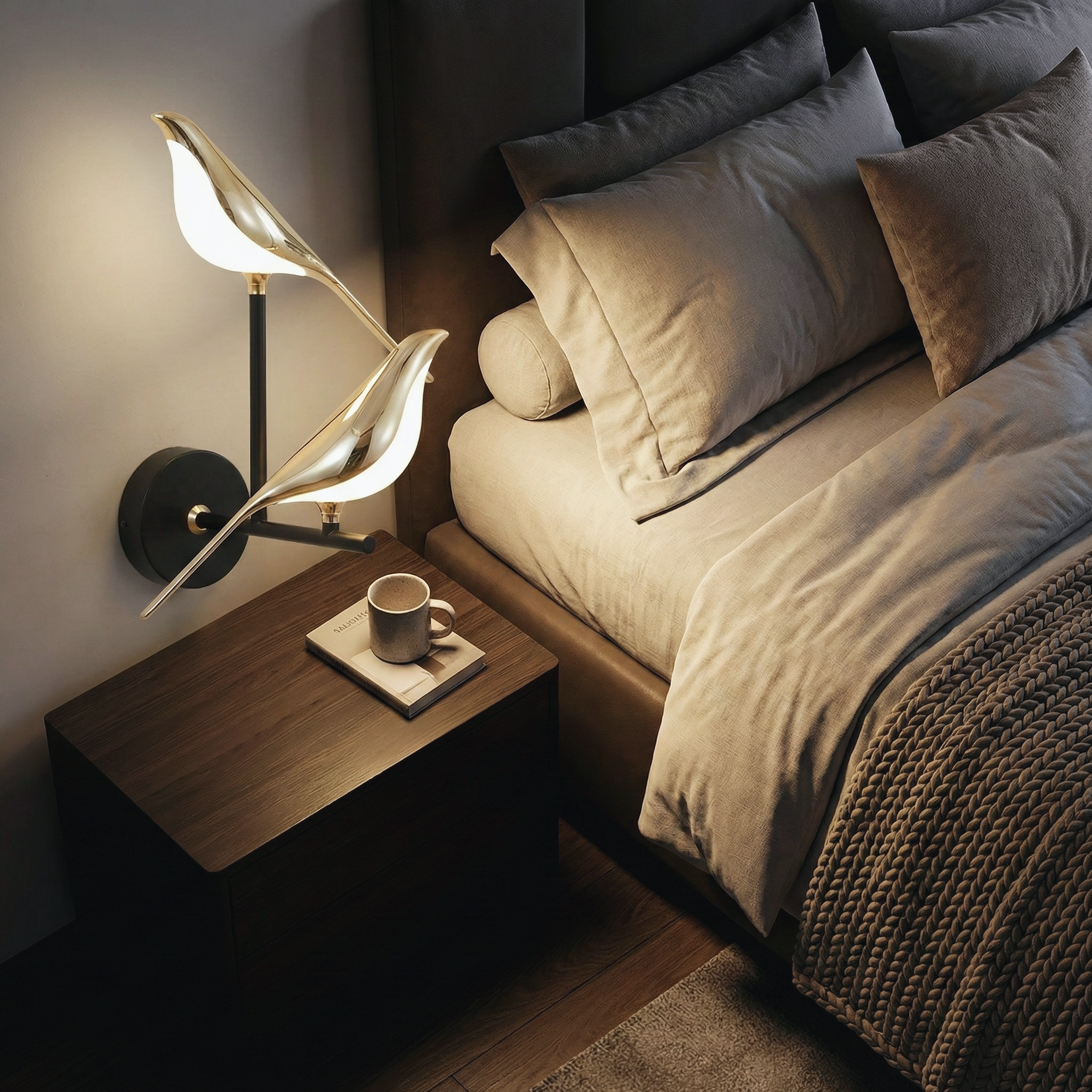 Gilded Magpie Sconce – Nordic Inspired Gold Finish Decorative Wall Light Living Room Hallway Accent