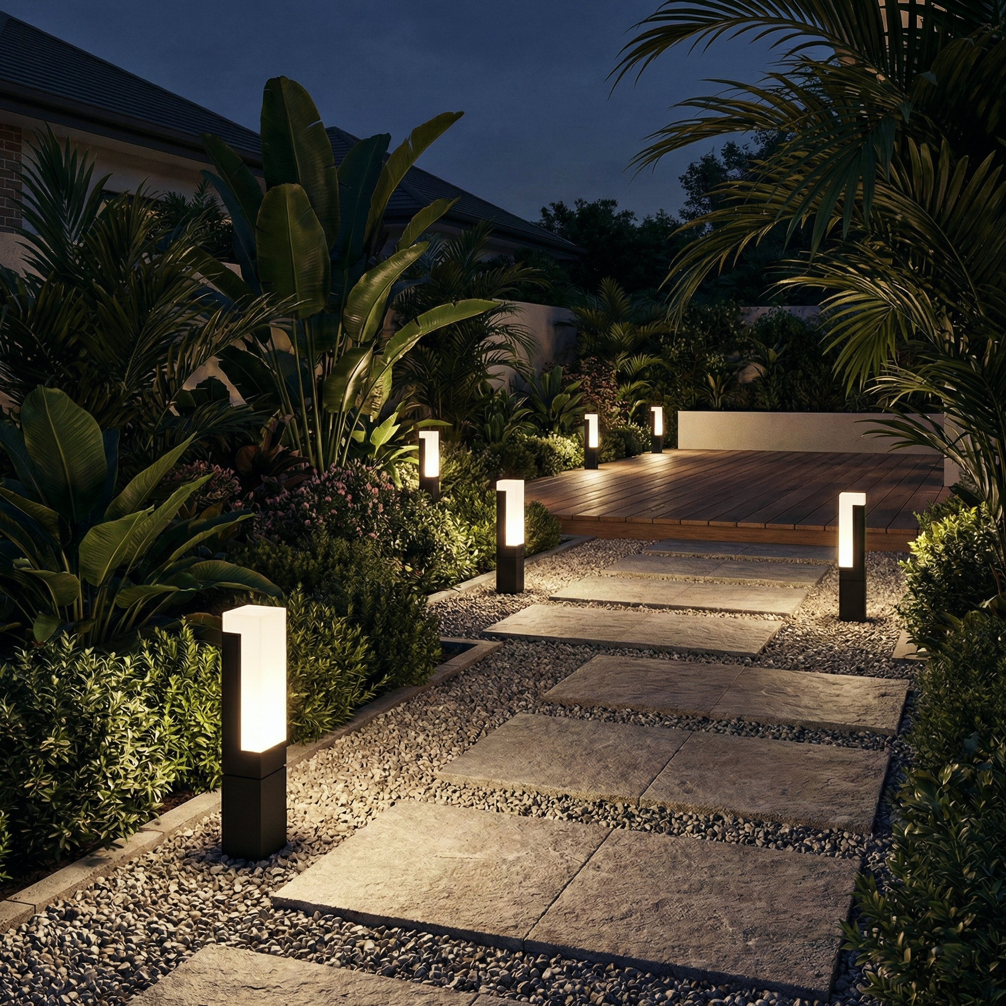 Garden Bollard Lantern Light – LED Outdoor Weatherproof Garden Wall Light Fixture Brushed Finish
