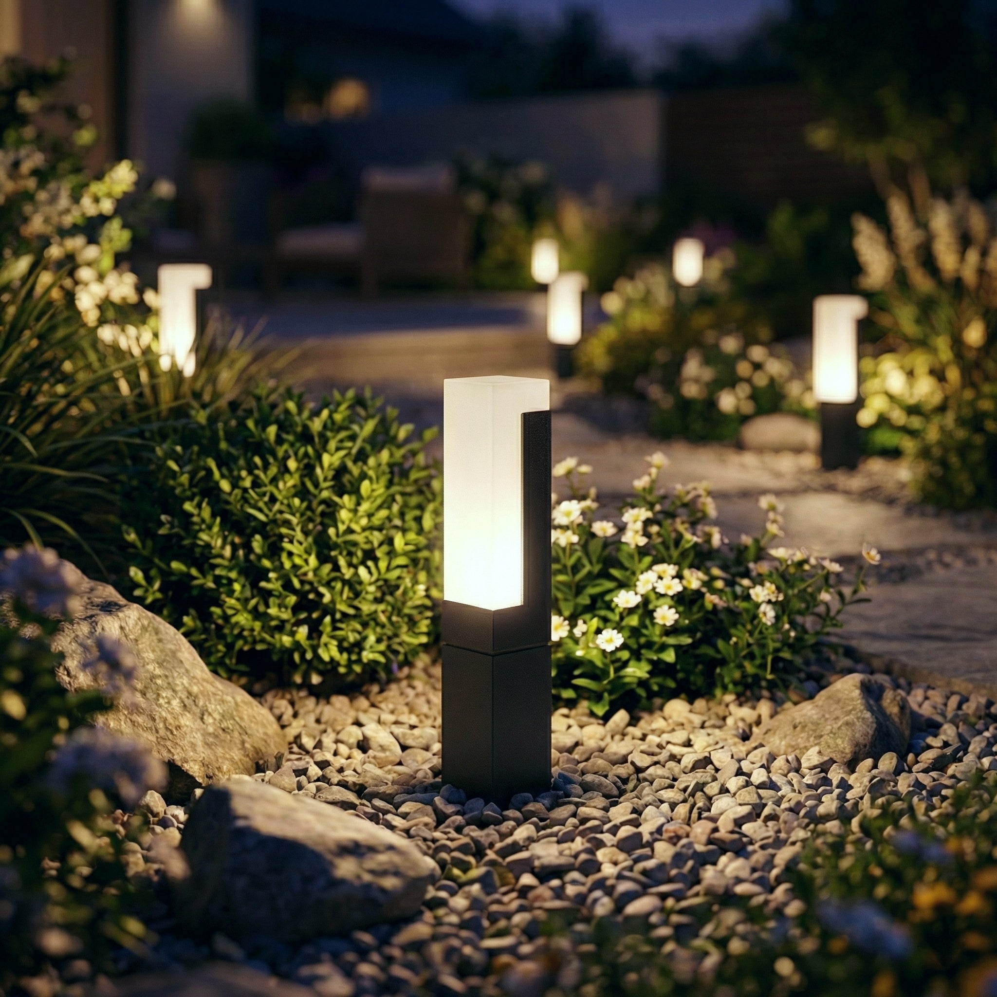 Garden Bollard Lantern Light – LED Outdoor Weatherproof Garden Wall Light Fixture Brushed Finish