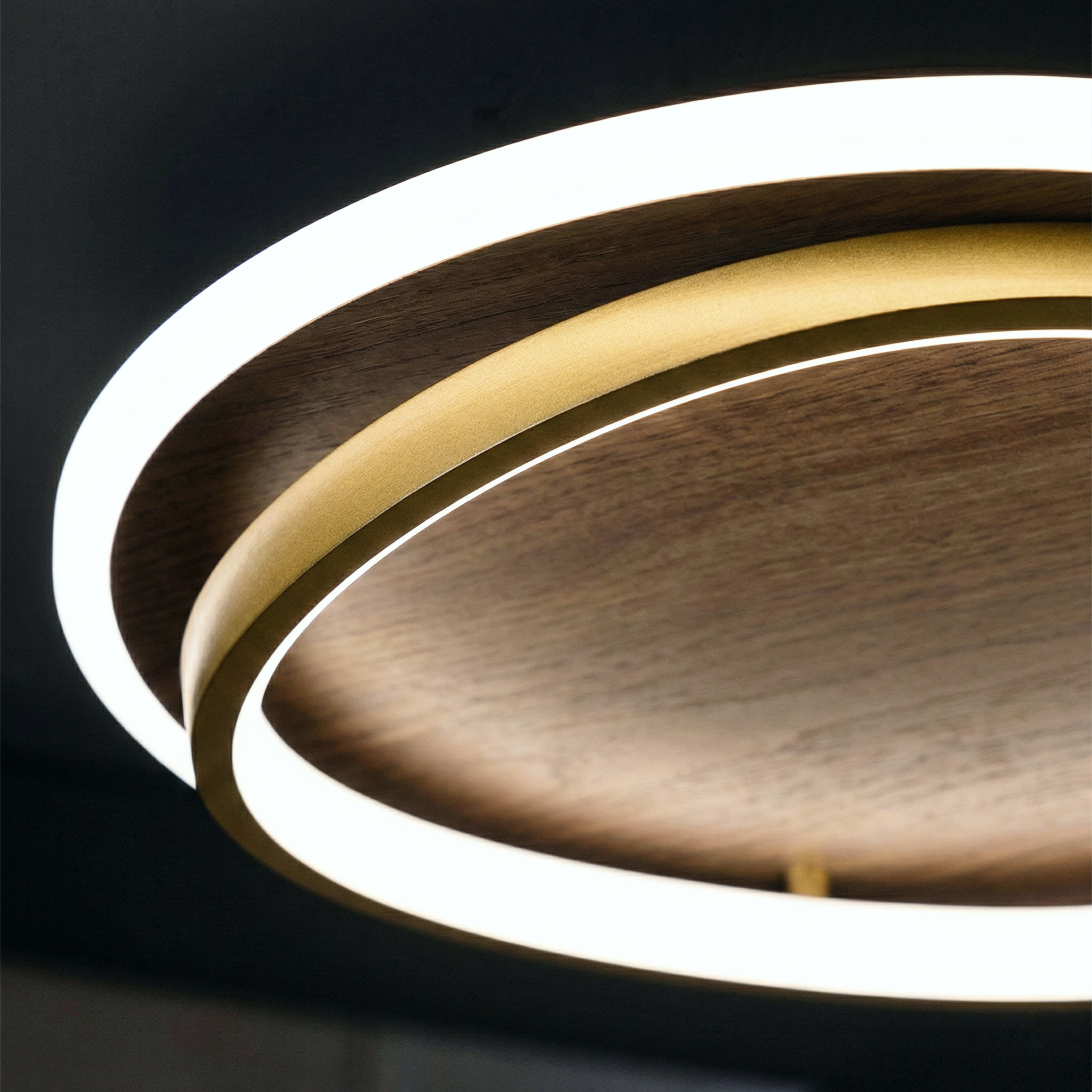 Walnut Grain Ring Ceiling Light – LED Flush Mount Fixture Walnut Grain Nordic Modern Interiors