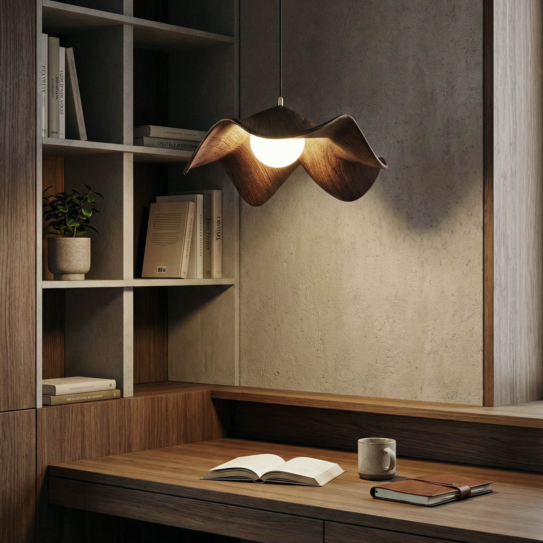 Meare Vayne Pendant Lamp – LED Water-Transfer Leaf Vein Pattern Architectural Interiors