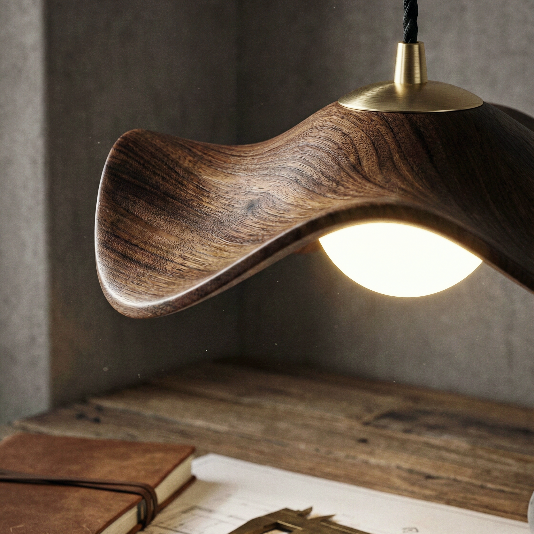 Meare Vayne Pendant Lamp – LED Water-Transfer Leaf Vein Pattern Architectural Interiors