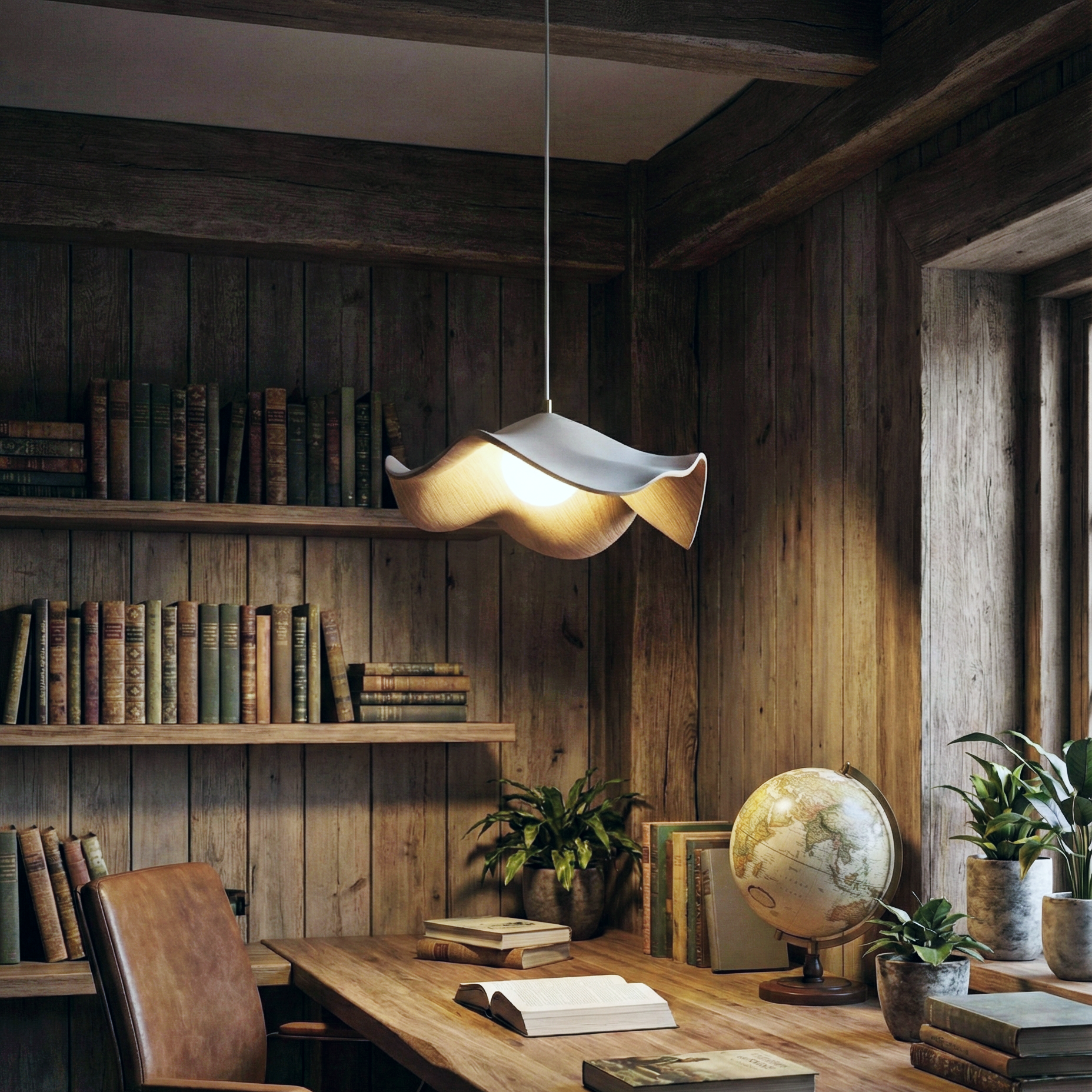 Meare Vayne Pendant Lamp – LED Water-Transfer Leaf Vein Pattern Architectural Interiors