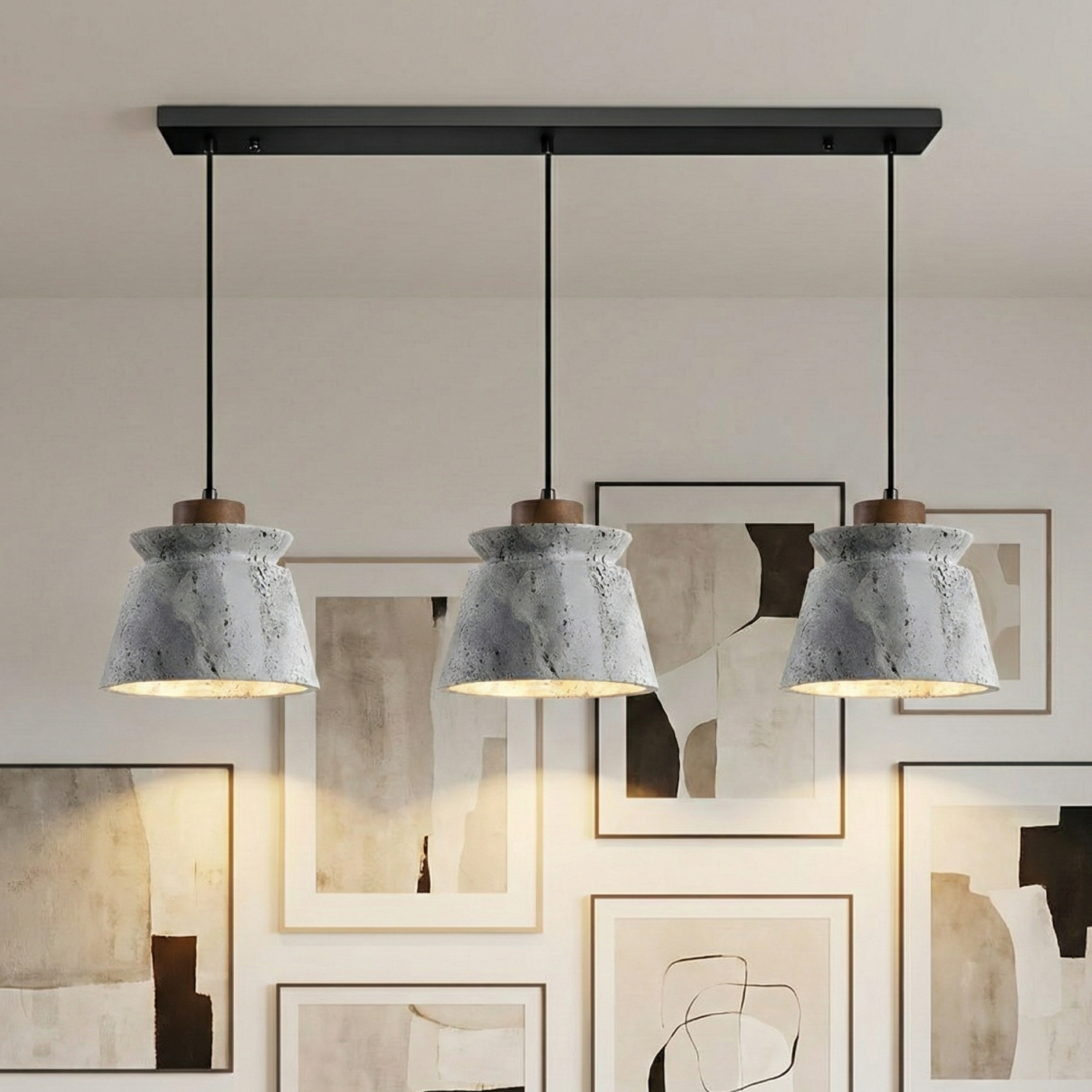 Dala Travertine Pendant Light – LED Downward Glow Natural Travertine Stone Warm Ambience