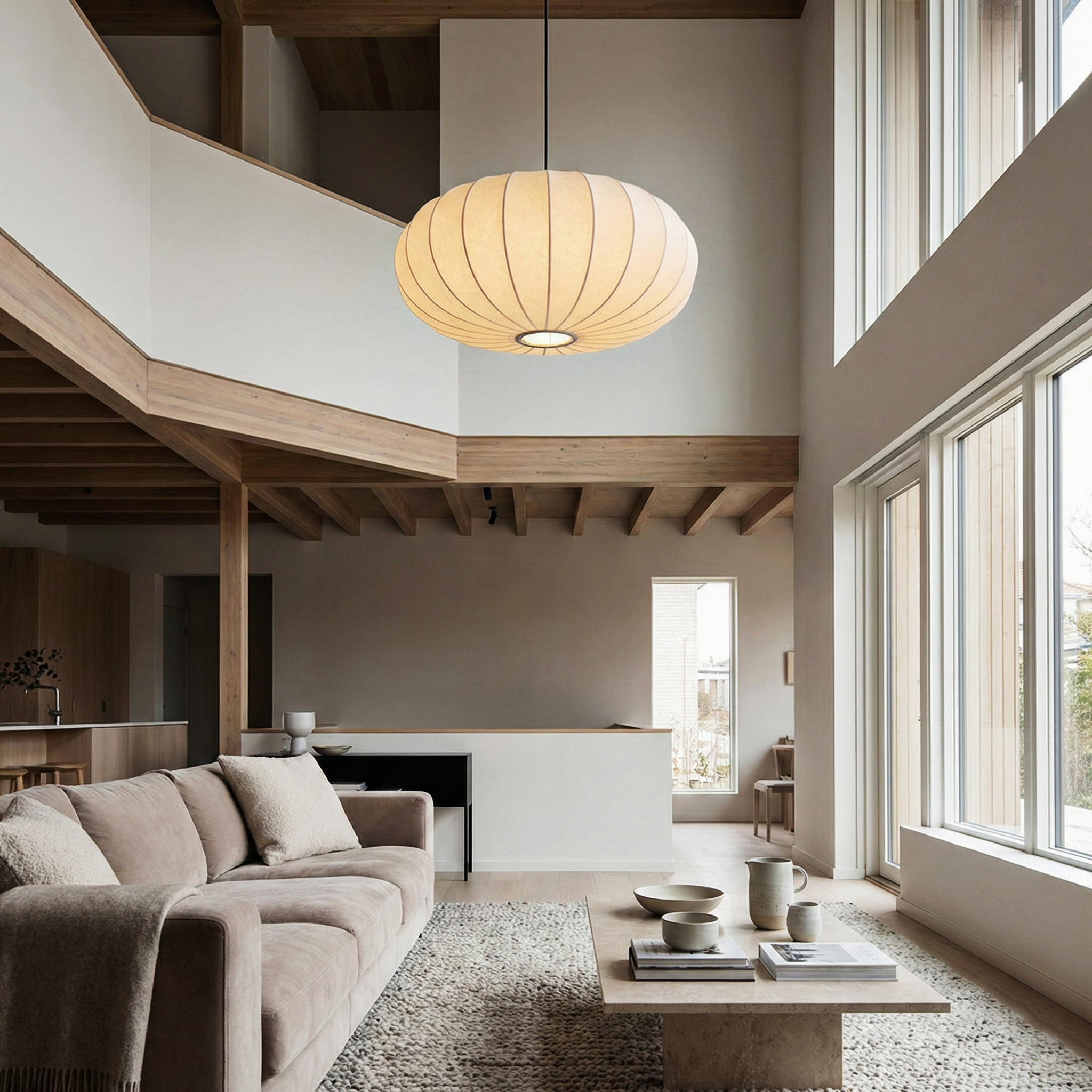 Opus Dome Pendant Lamp – Wabi Sabi Inspired Natural Materials Rustic Modern Interiors