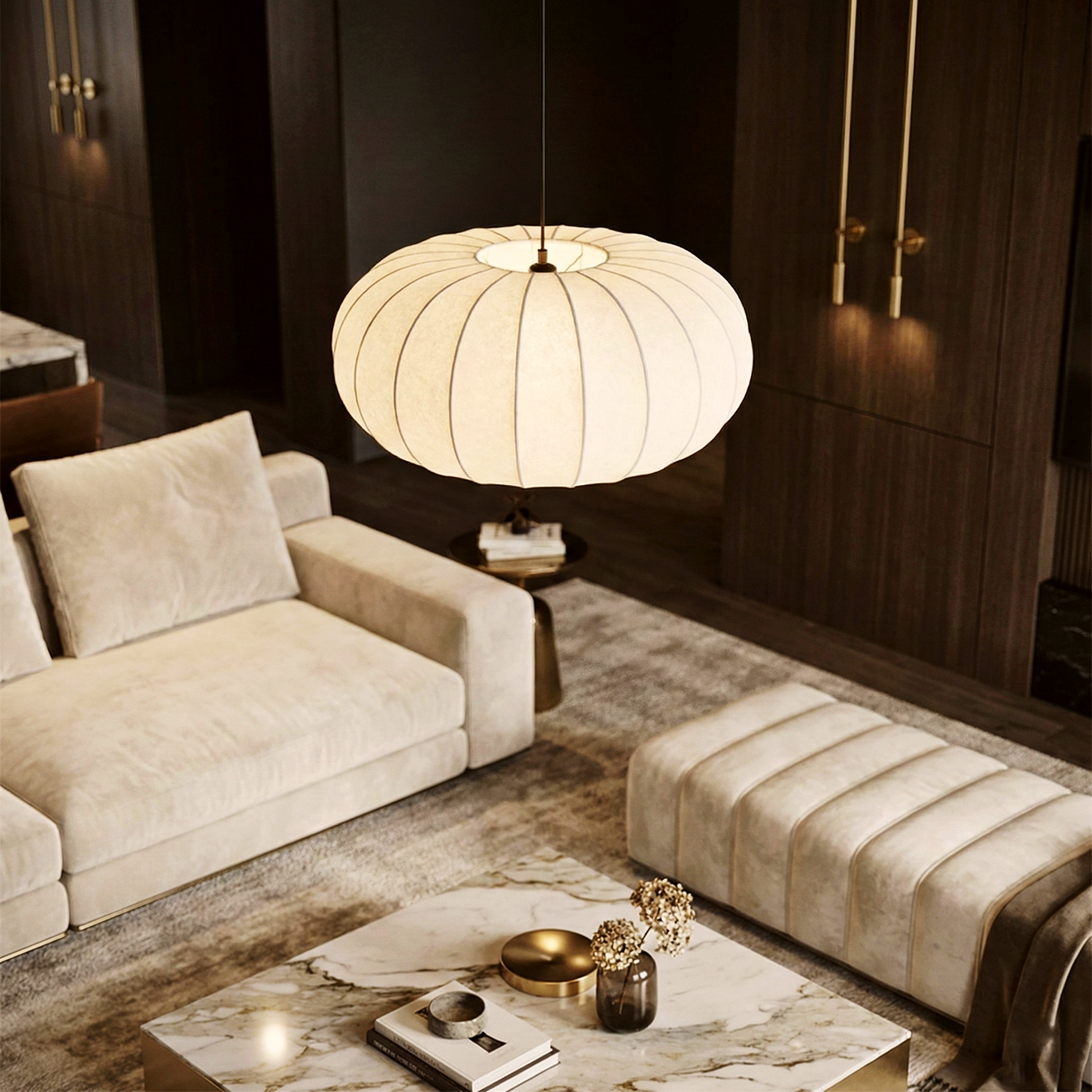 Opus Dome Pendant Lamp – Wabi Sabi Inspired Natural Materials Rustic Modern Interiors