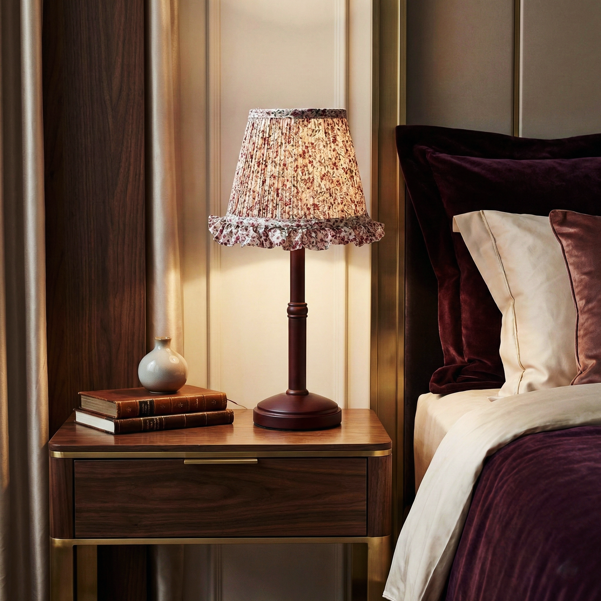 Myora Pleated Table Lamp – LED Indoor Table Lamp Floral Pleated Shade Diffuse Warm Glow Cozy Living Room