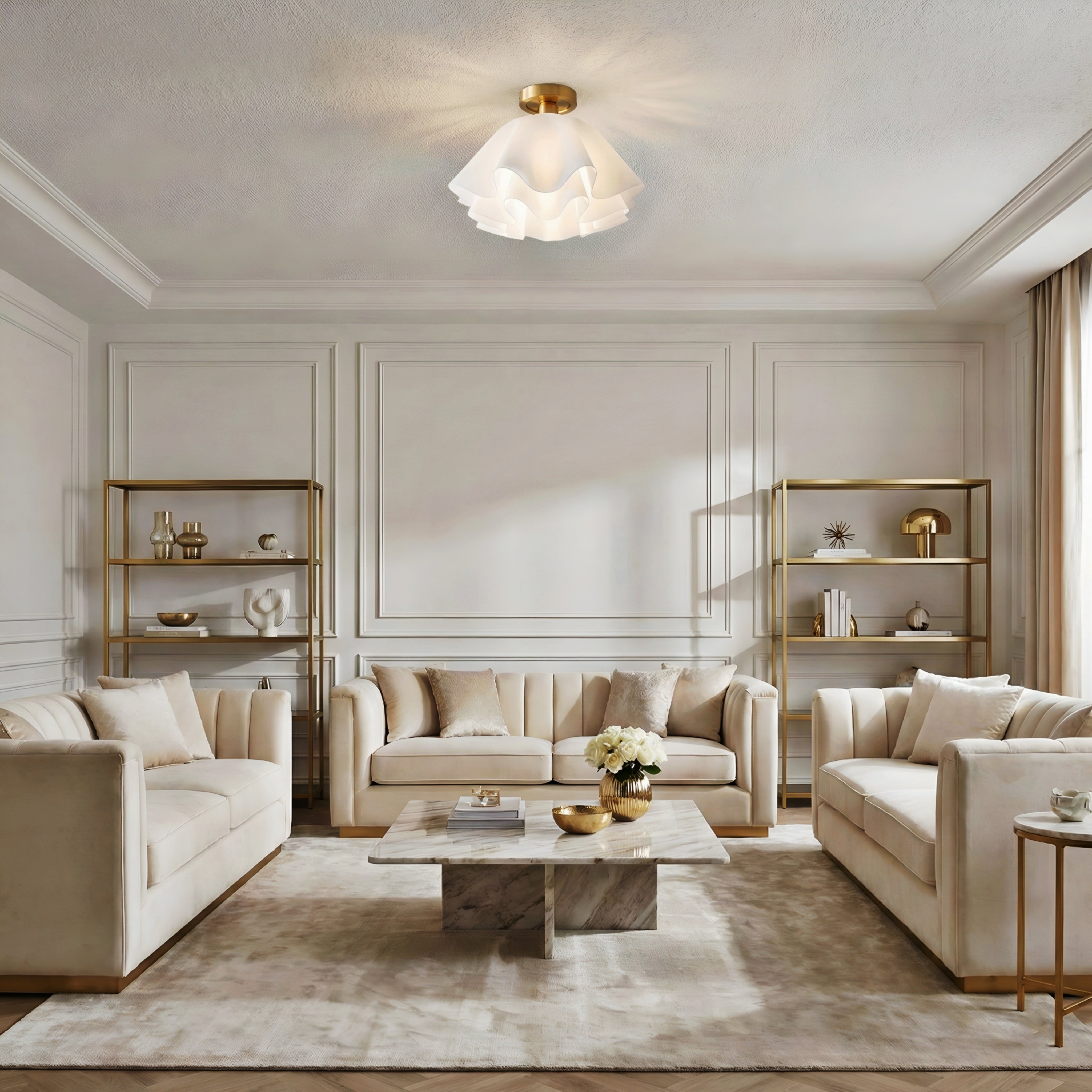 Garant Semi-Flush Ceiling Light – Acrylic Shade Diffusion Modern Minimalist Interiors Living Spaces