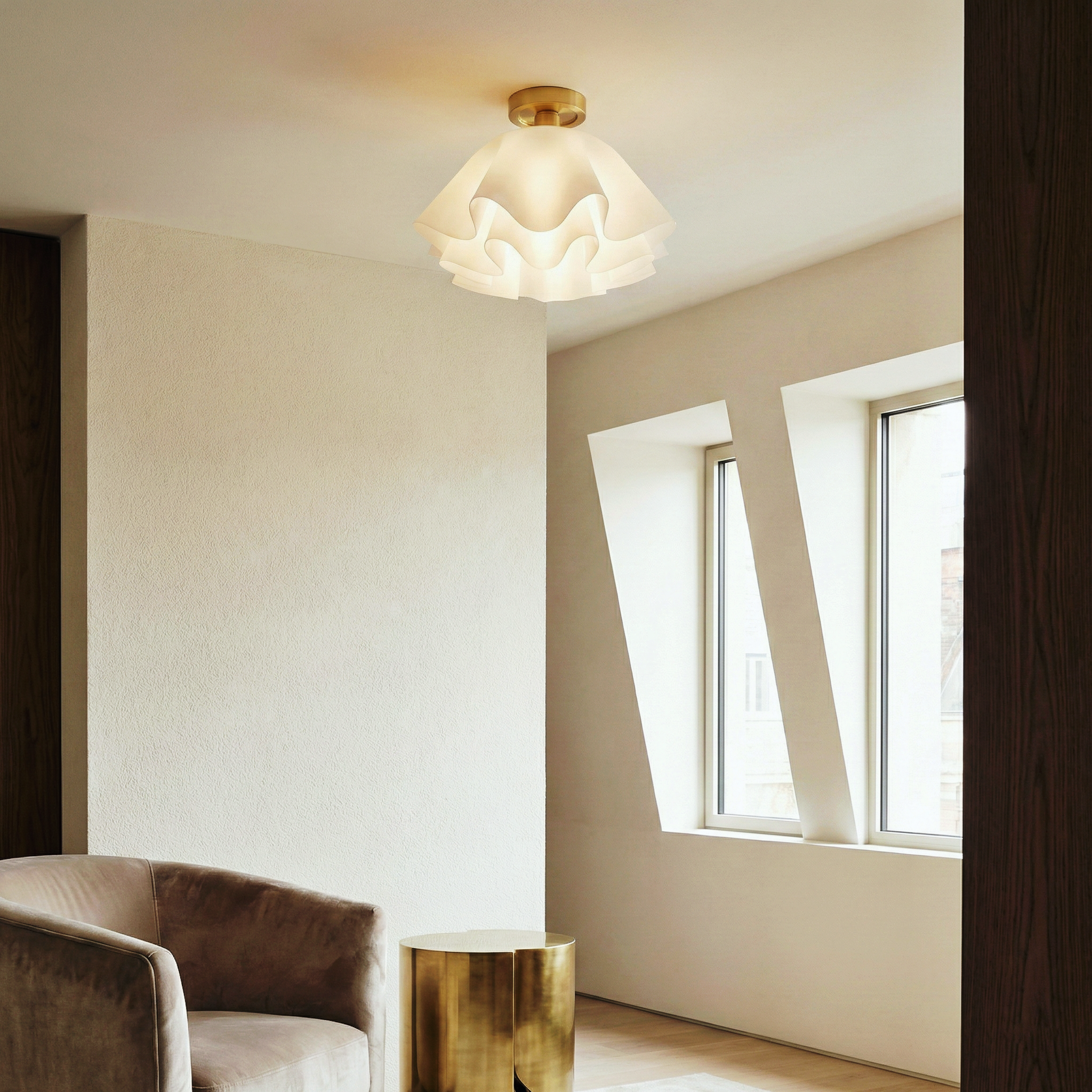 Garant Semi-Flush Ceiling Light – Acrylic Shade Diffusion Modern Minimalist Interiors Living Spaces