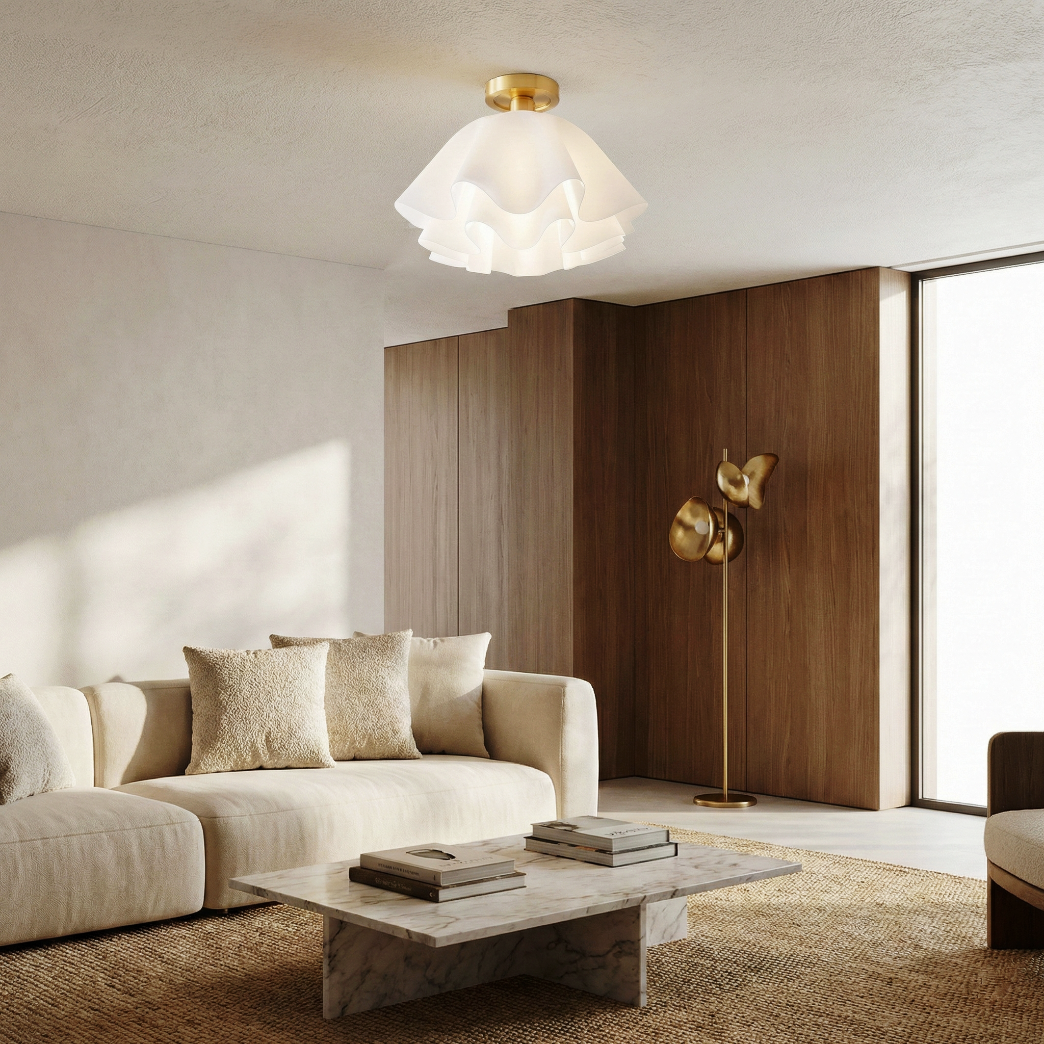 Garant Semi-Flush Ceiling Light – Acrylic Shade Diffusion Modern Minimalist Interiors Living Spaces