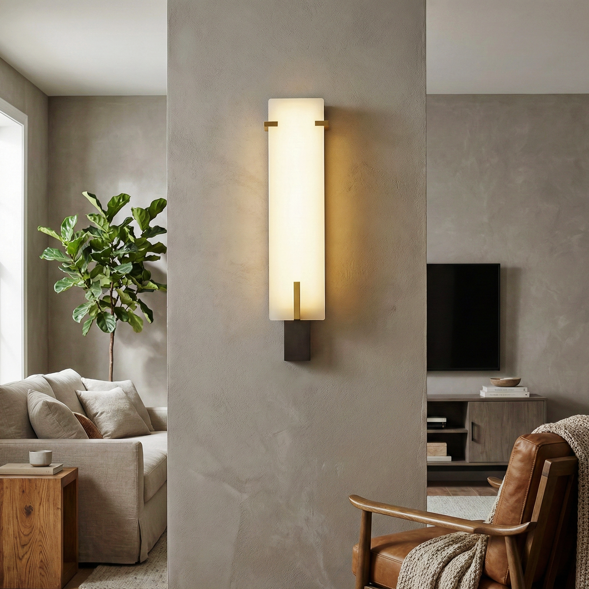 Tila Alabaster Panel Wall Light – LED Indoor Wall Light Fixture Warm Ambient Glow