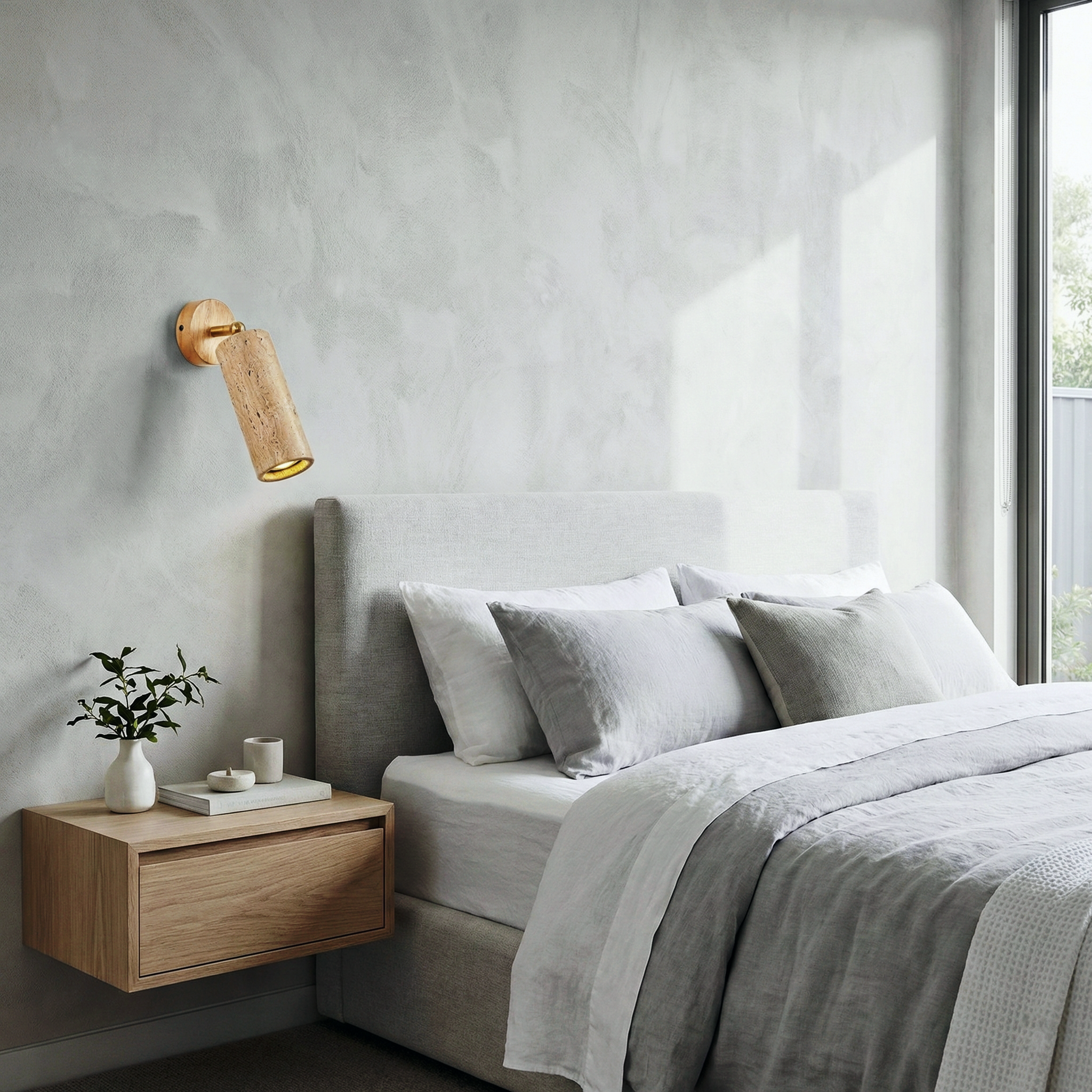 Tiara Travertine Wall Lamp – Textured Travertine Wall Light Handcrafted Finish Modern Interiors