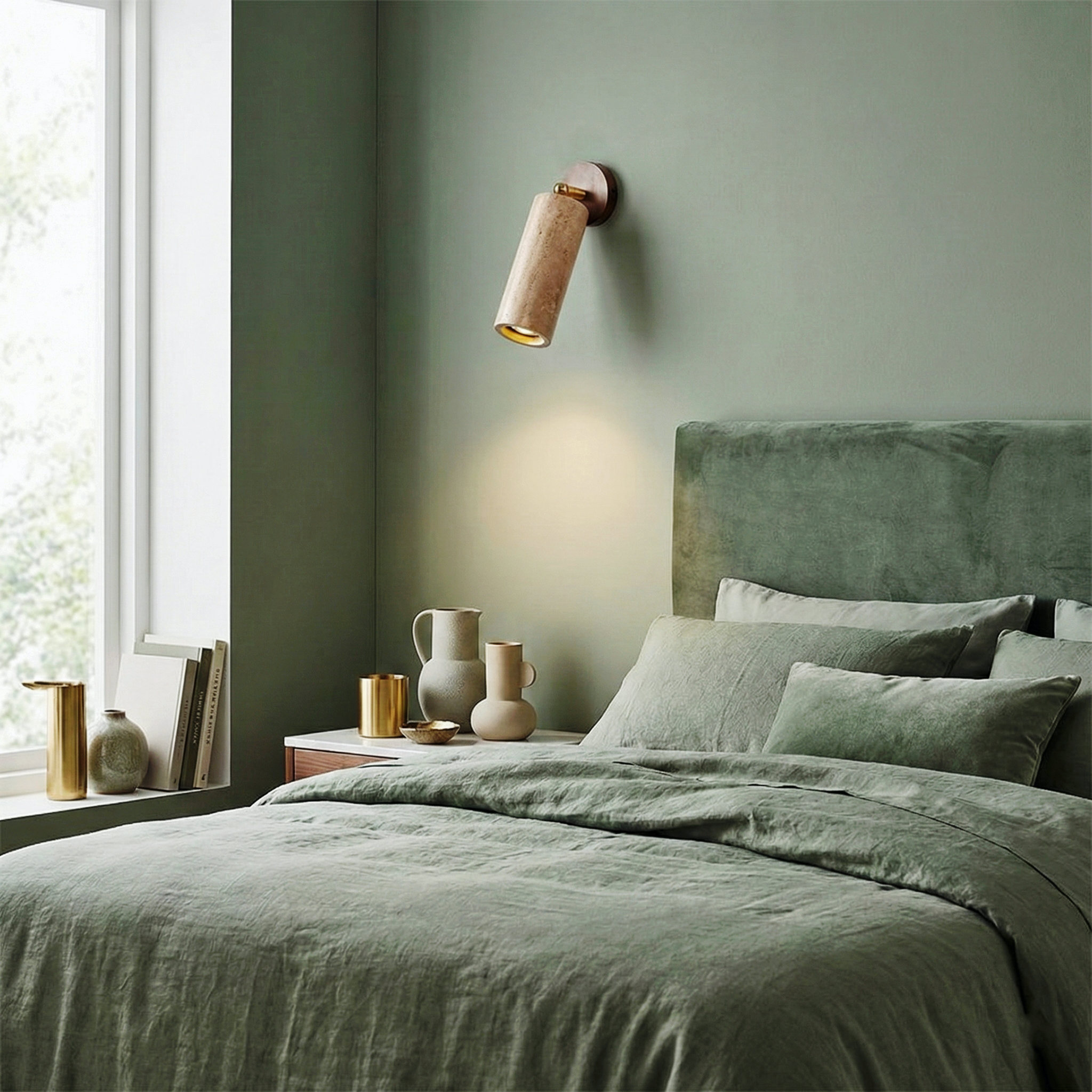 Tiara Travertine Wall Lamp – Textured Travertine Wall Light Handcrafted Finish Modern Interiors