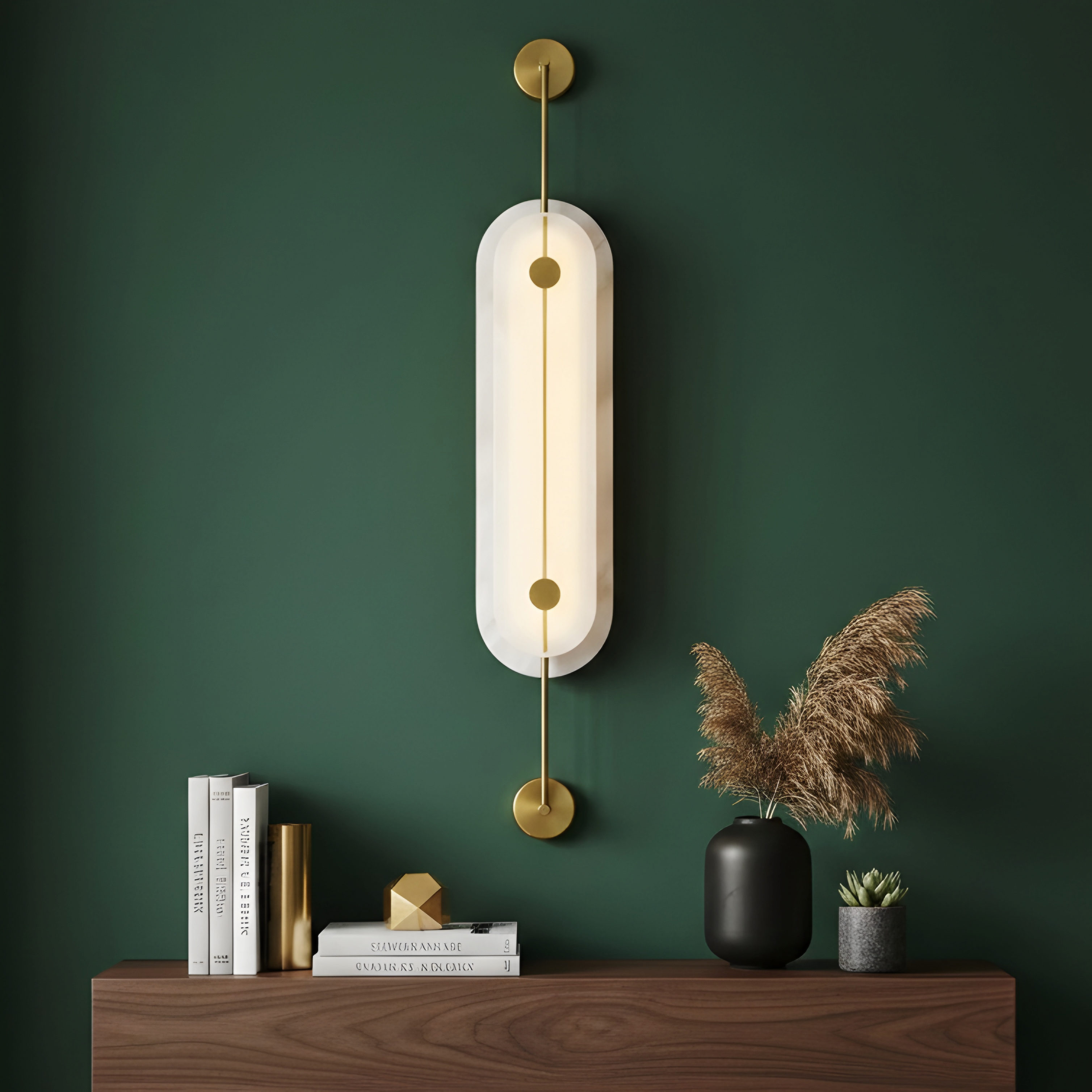 Veil Alabaster Wall Sconce – LED Oval Architectural Corridor Lighting Fixture Hallways