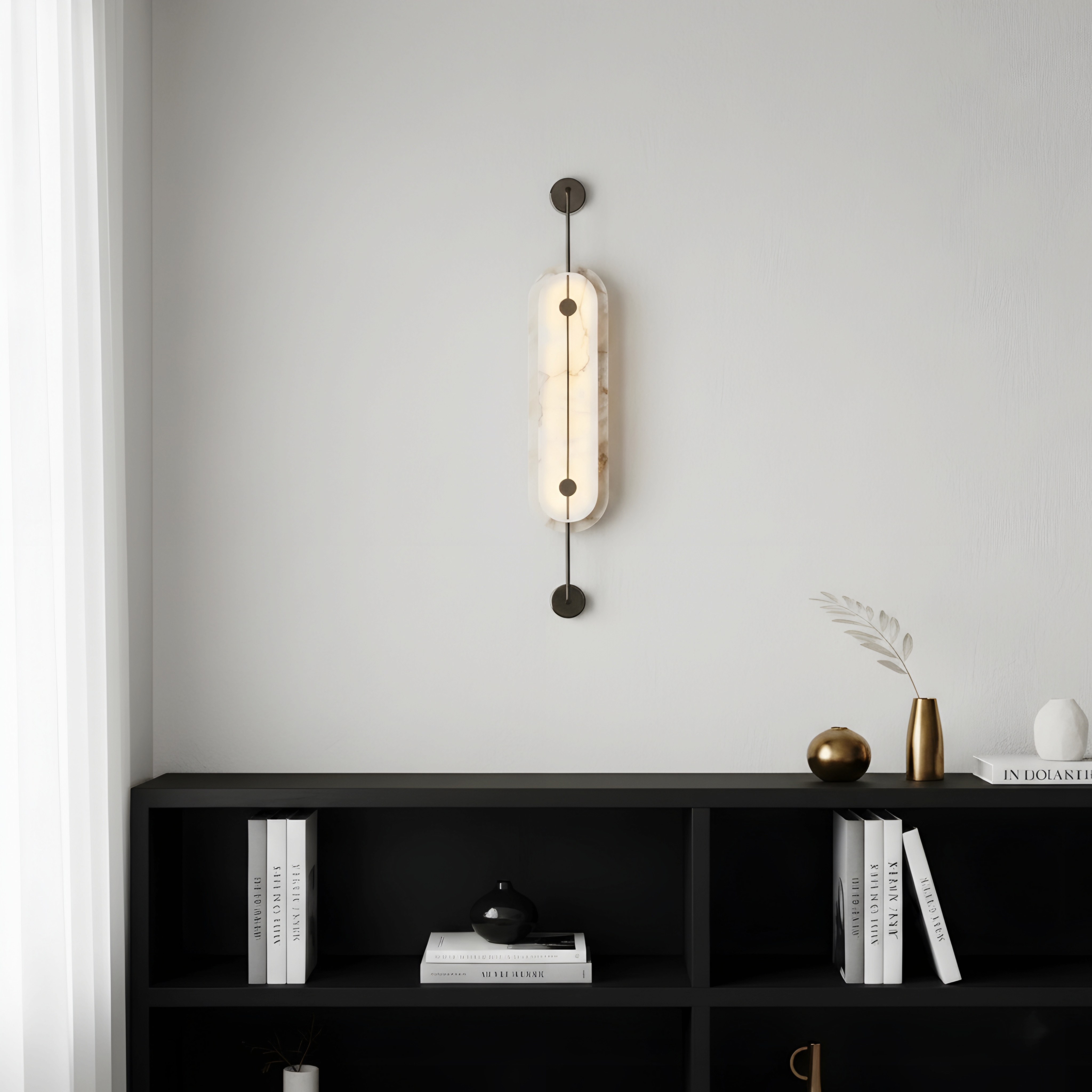 Veil Alabaster Wall Sconce – LED Oval Architectural Corridor Lighting Fixture Hallways