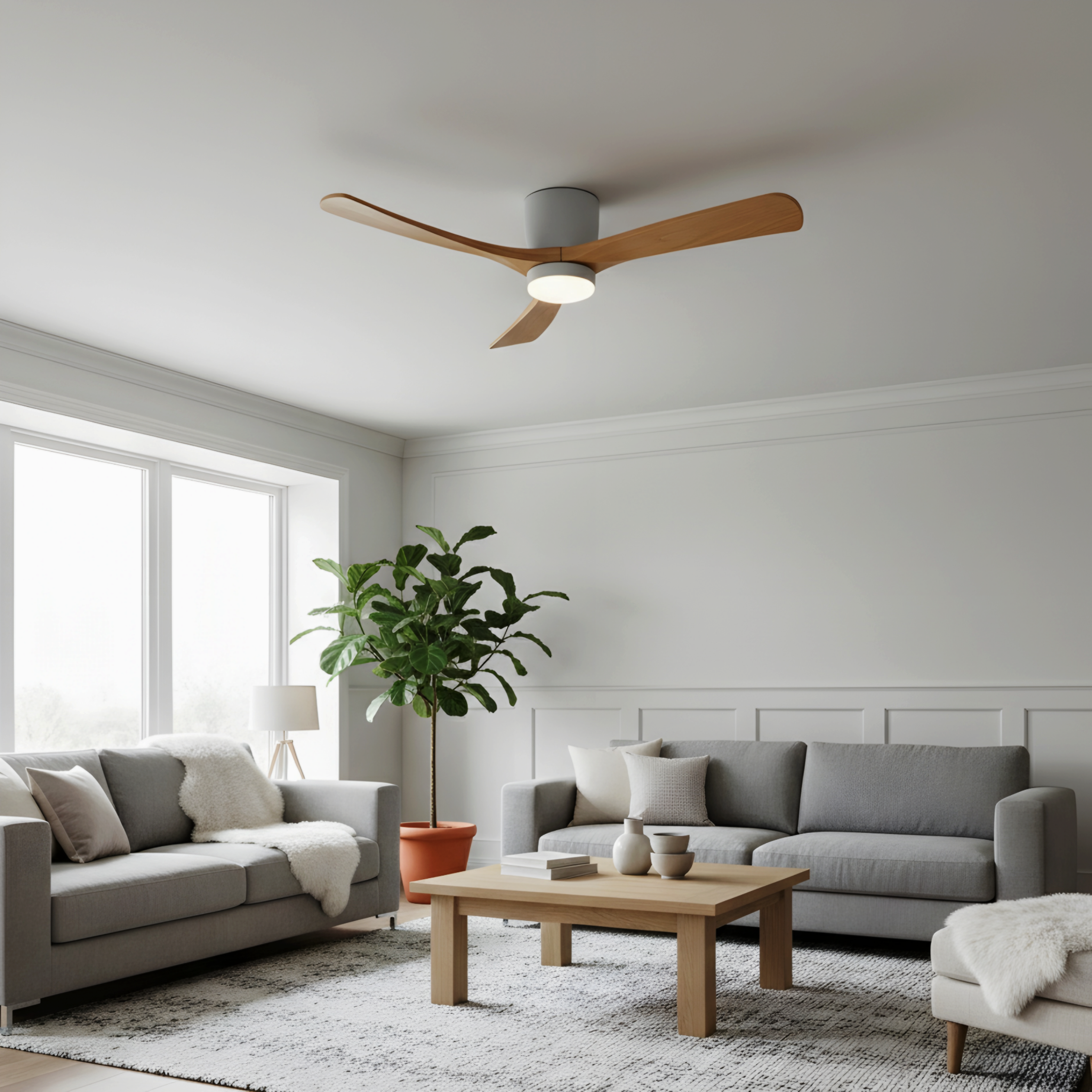 Proton Wood Ceiling Fan Light – LED Nordic Ceiling Fan Light