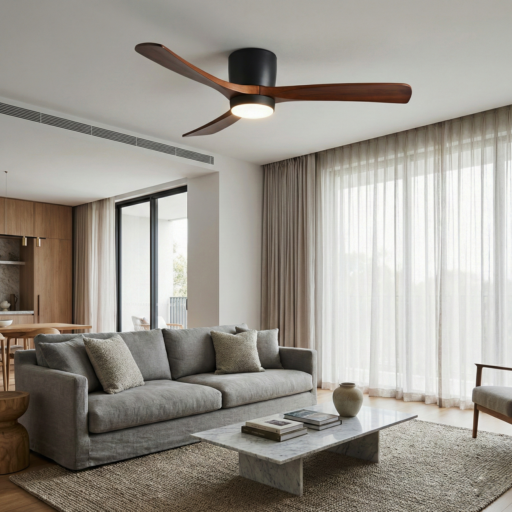 Proton Wood Ceiling Fan Light – LED Nordic Ceiling Fan Light