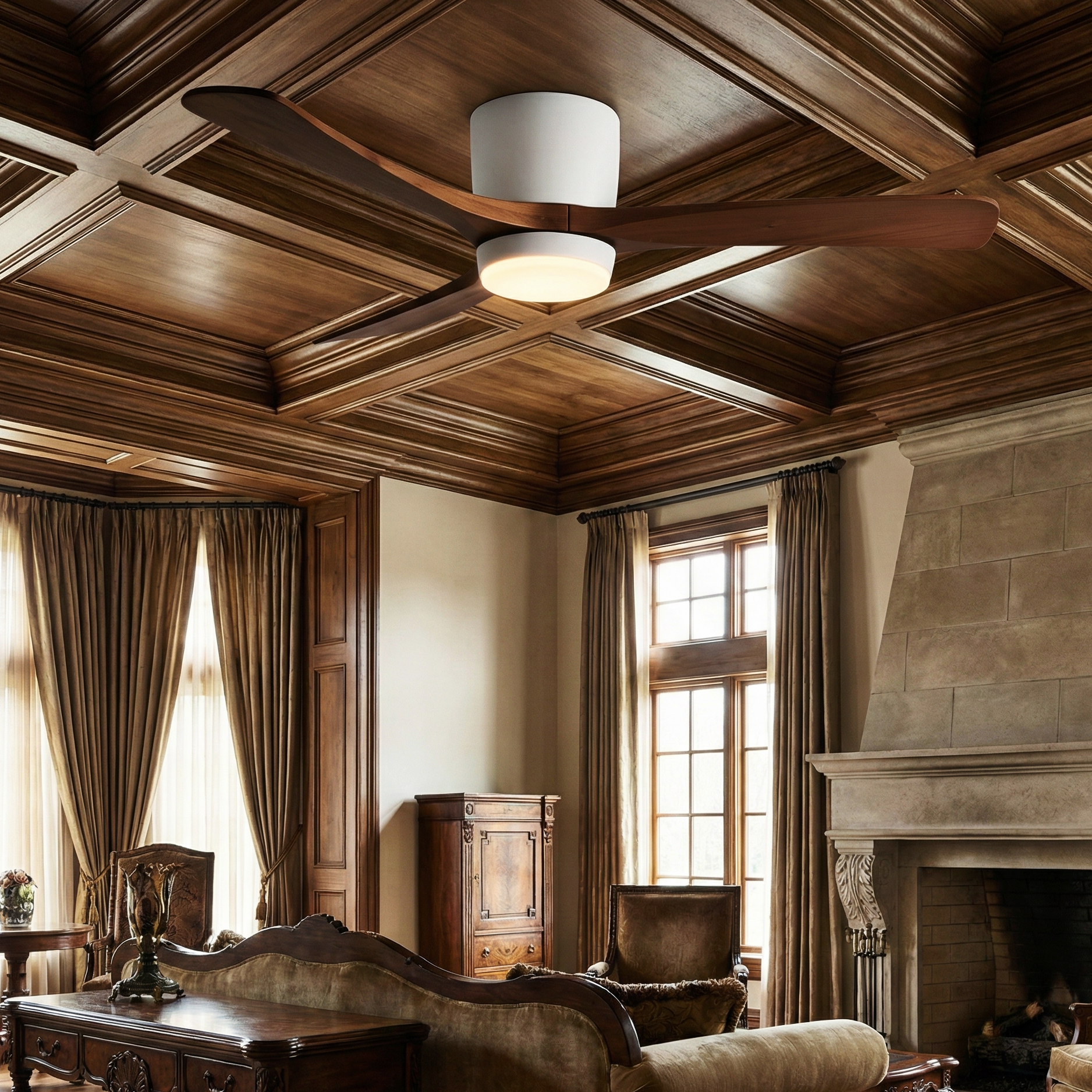 Proton Wood Ceiling Fan Light – LED Nordic Ceiling Fan Light