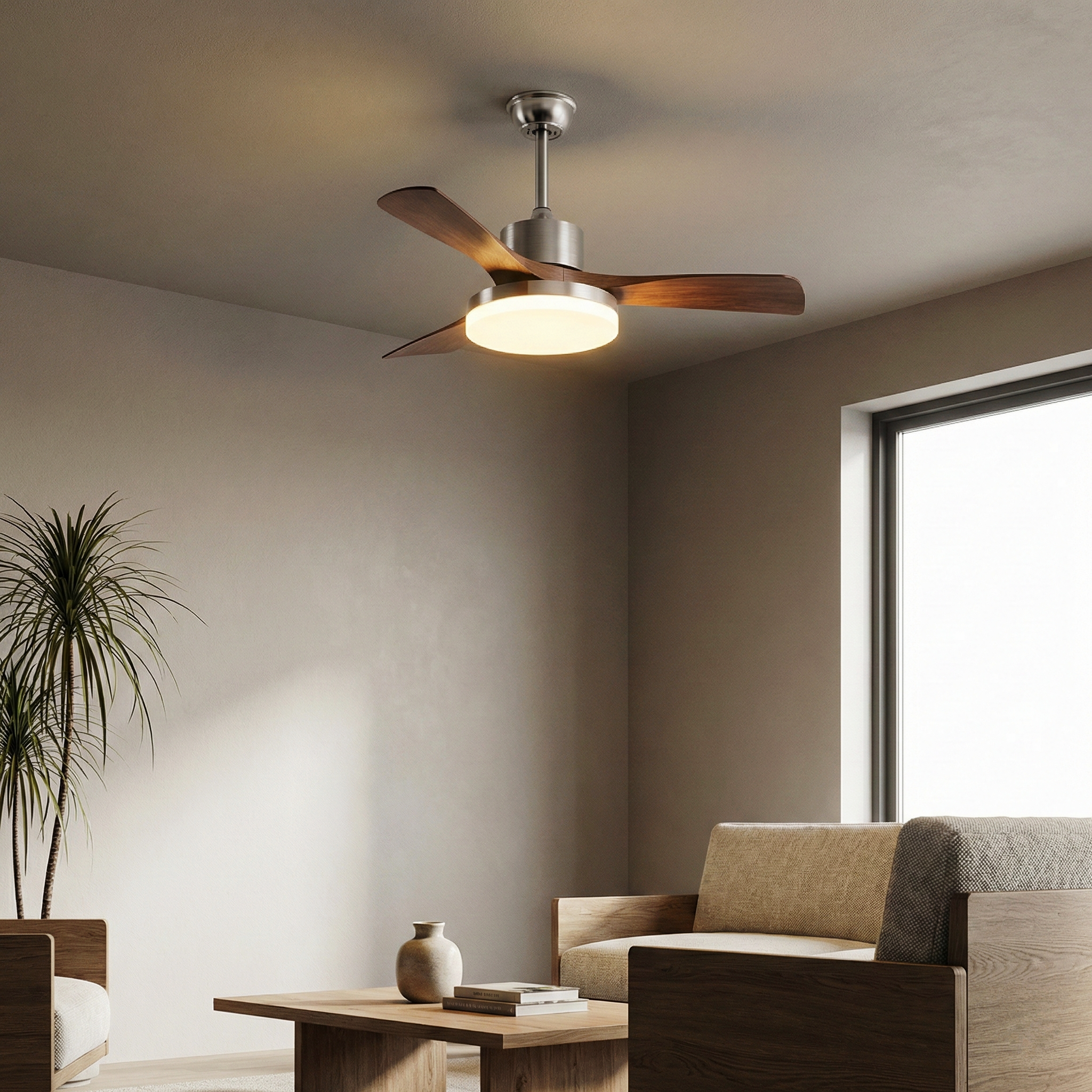 Serene Nordic Ceiling Fan Light – LED Ceiling Fan Light Integrated Dimming Modern Living Rooms