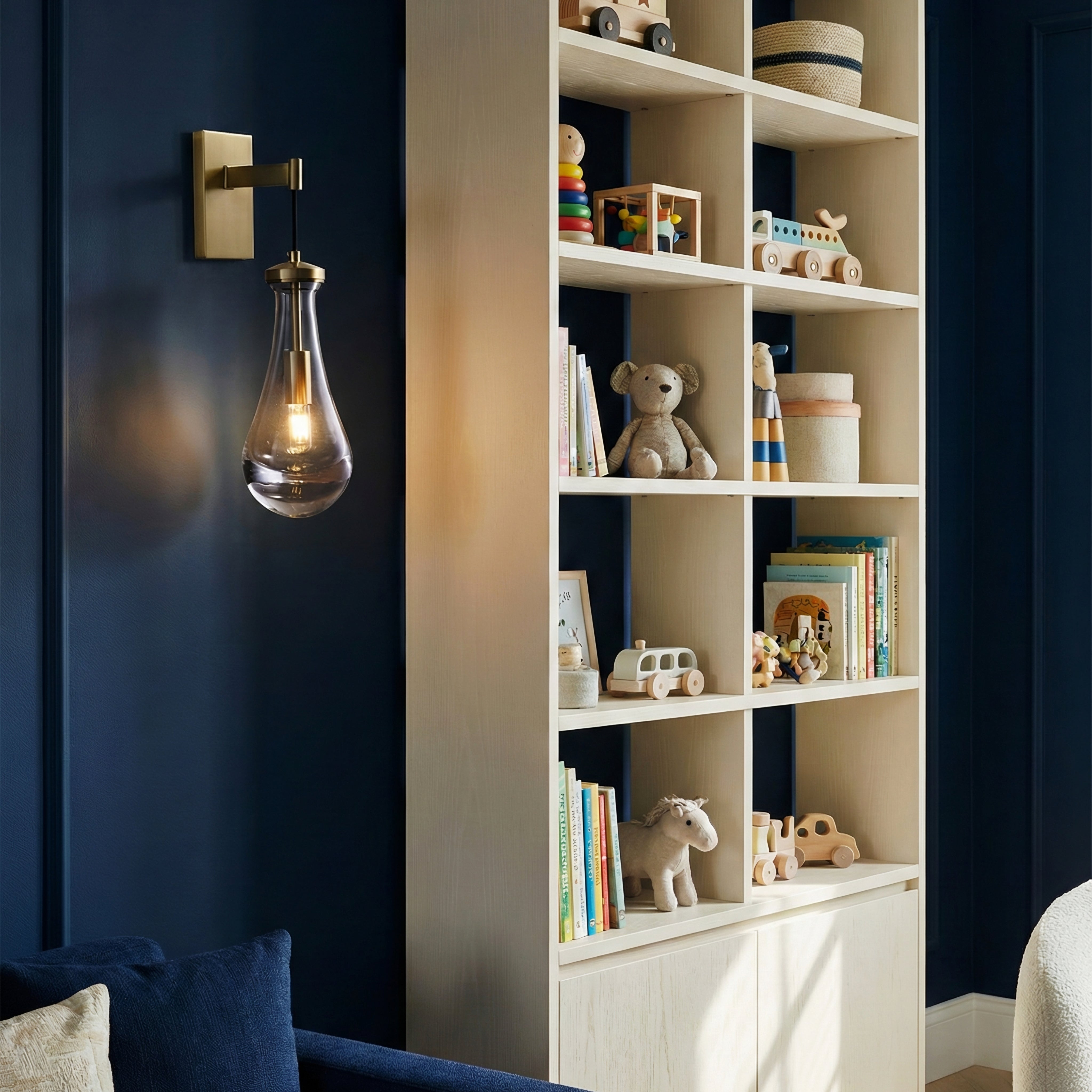 Drye Drop Wall Sconce - LED Indoor Glass Wall Light With Blown Drops Brass Finish