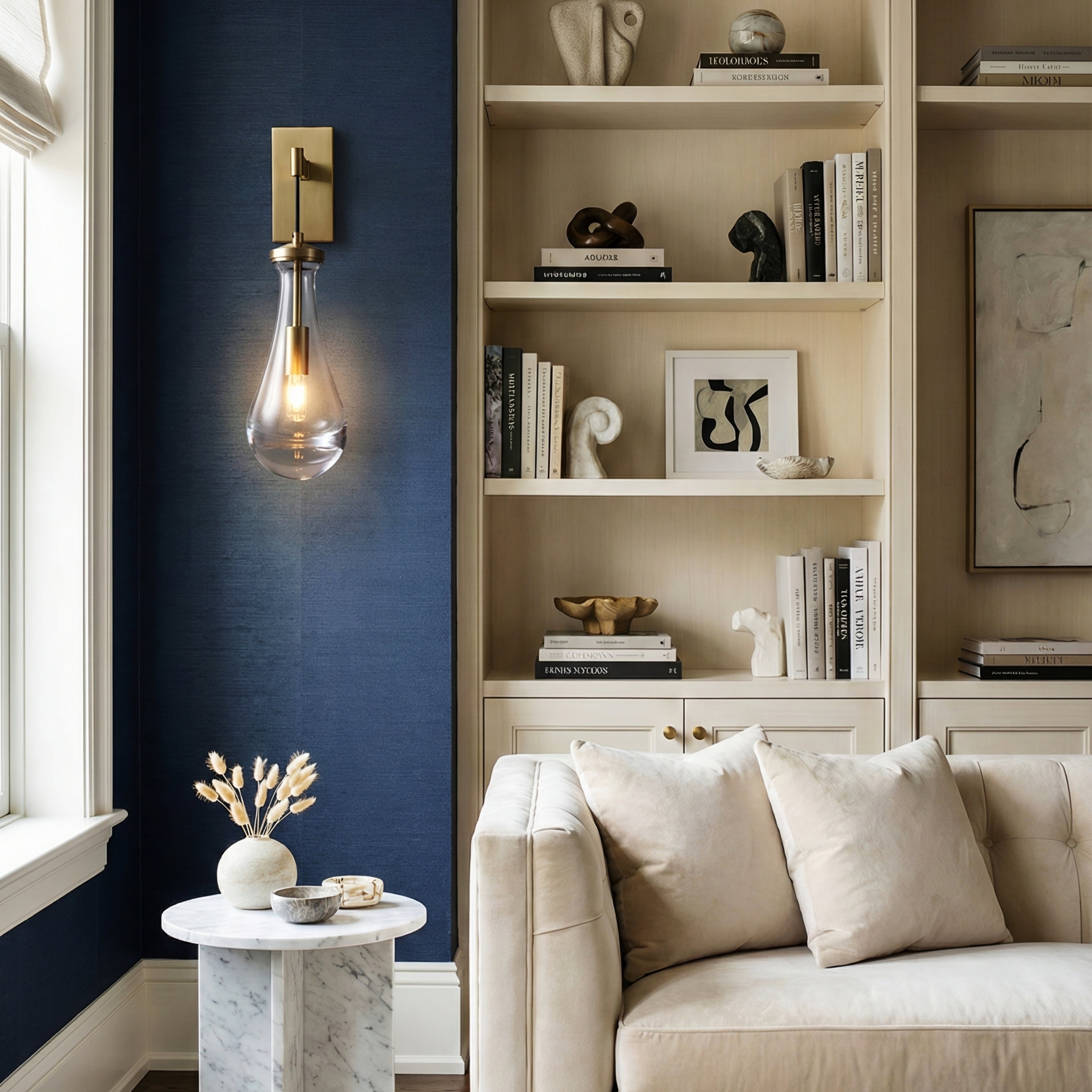 Drye Drop Wall Sconce - LED Indoor Glass Wall Light With Blown Drops Brass Finish
