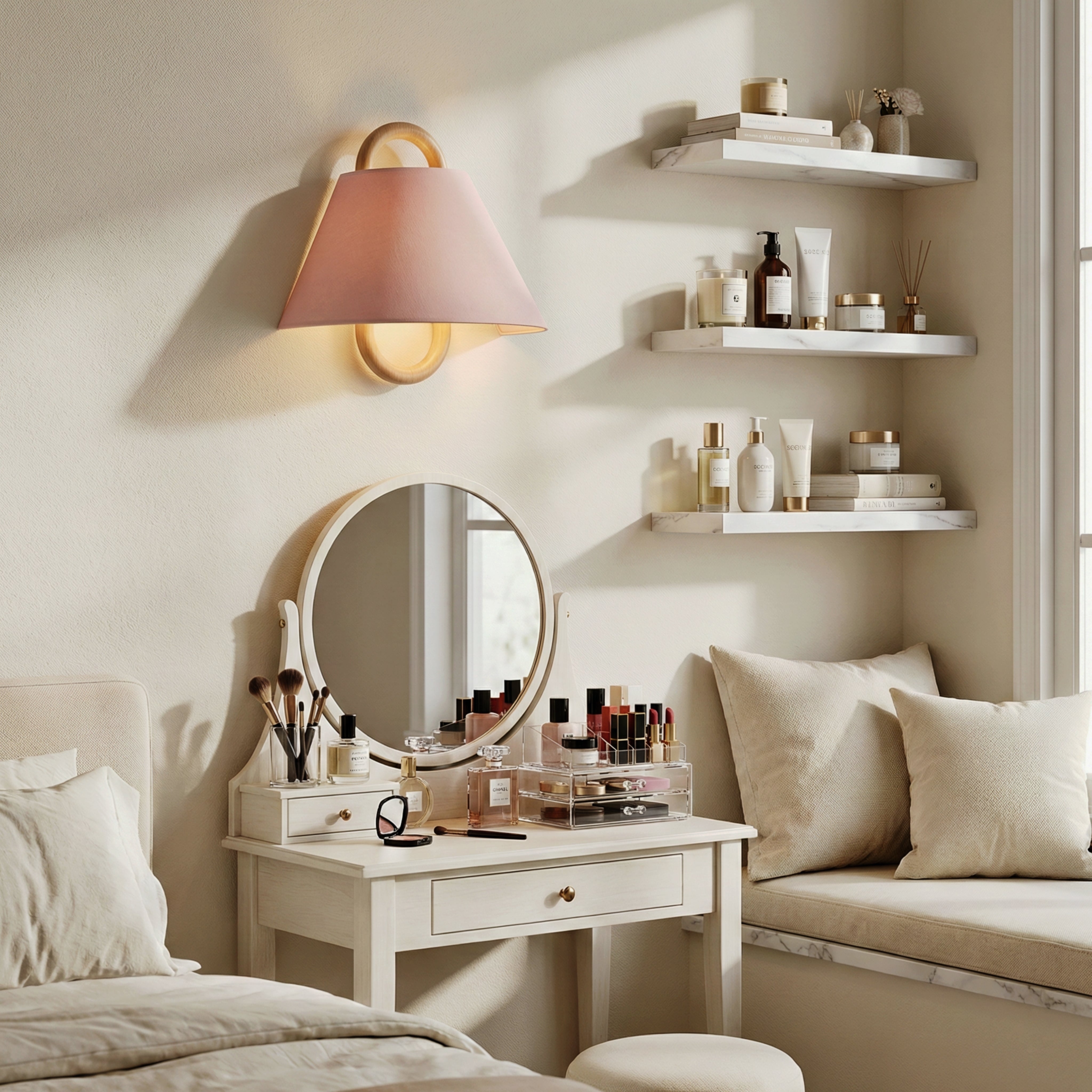 Nordic Loop Wall Lamp – Modern Wood Frame LED Fixture with Fabric Shade