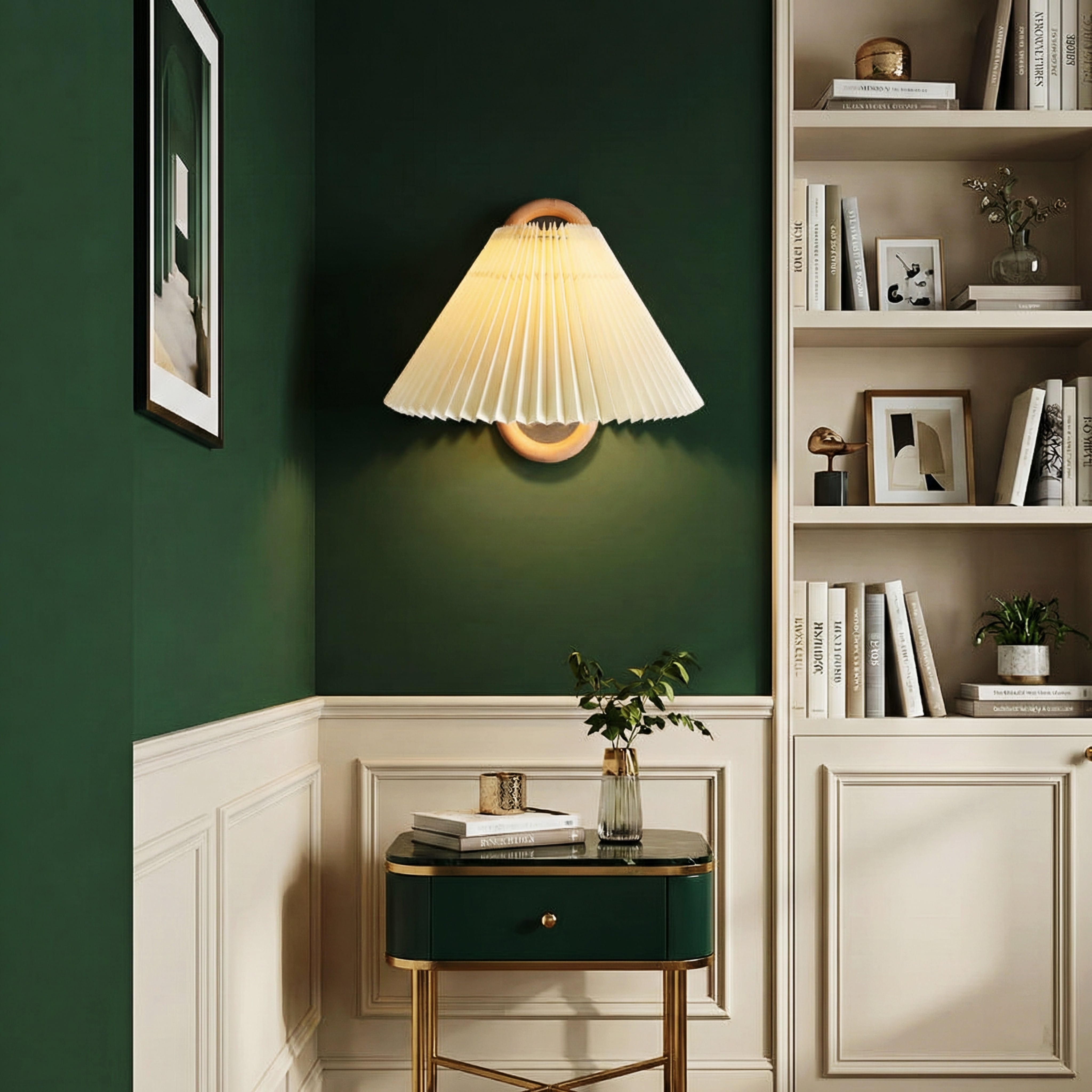 Nordic Loop Wall Lamp – Modern Wood Frame LED Fixture with Fabric Shade