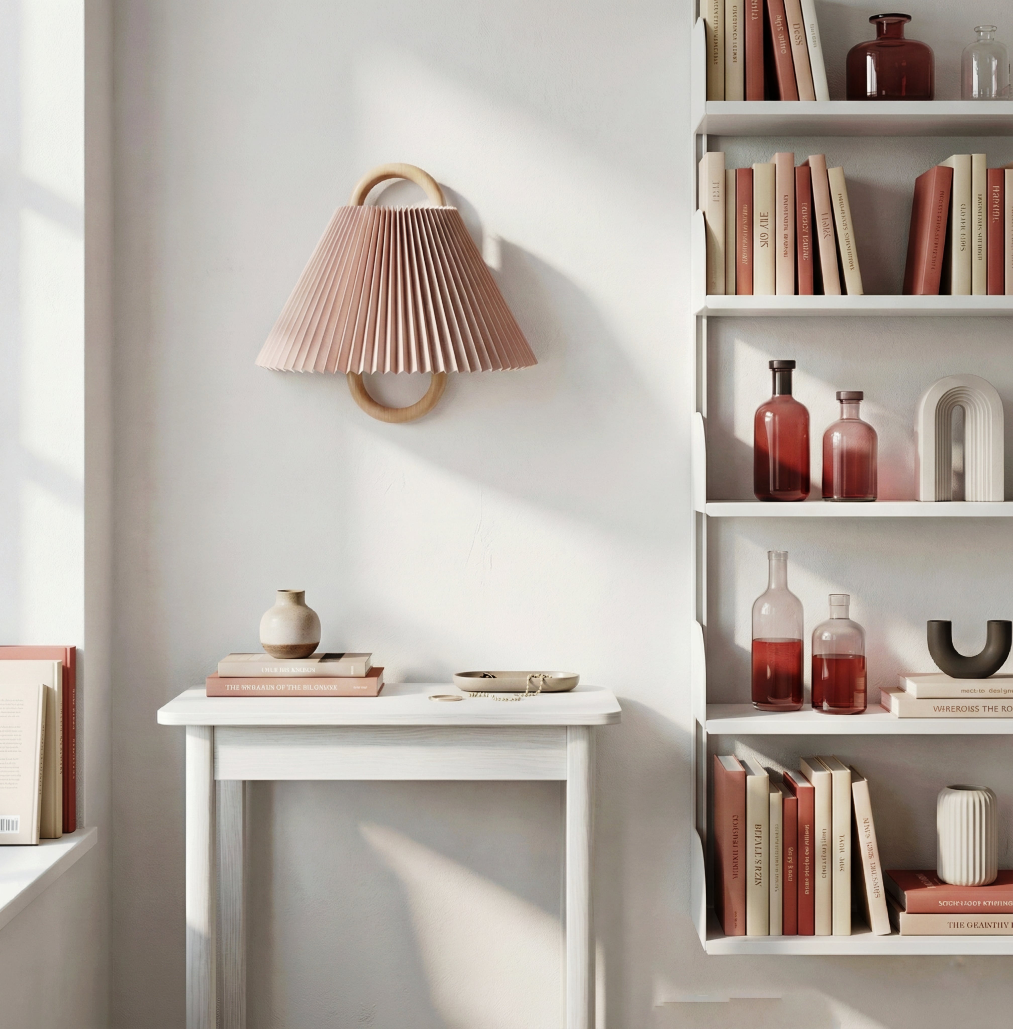 Nordic Loop Wall Lamp – Modern Wood Frame LED Fixture with Fabric Shade