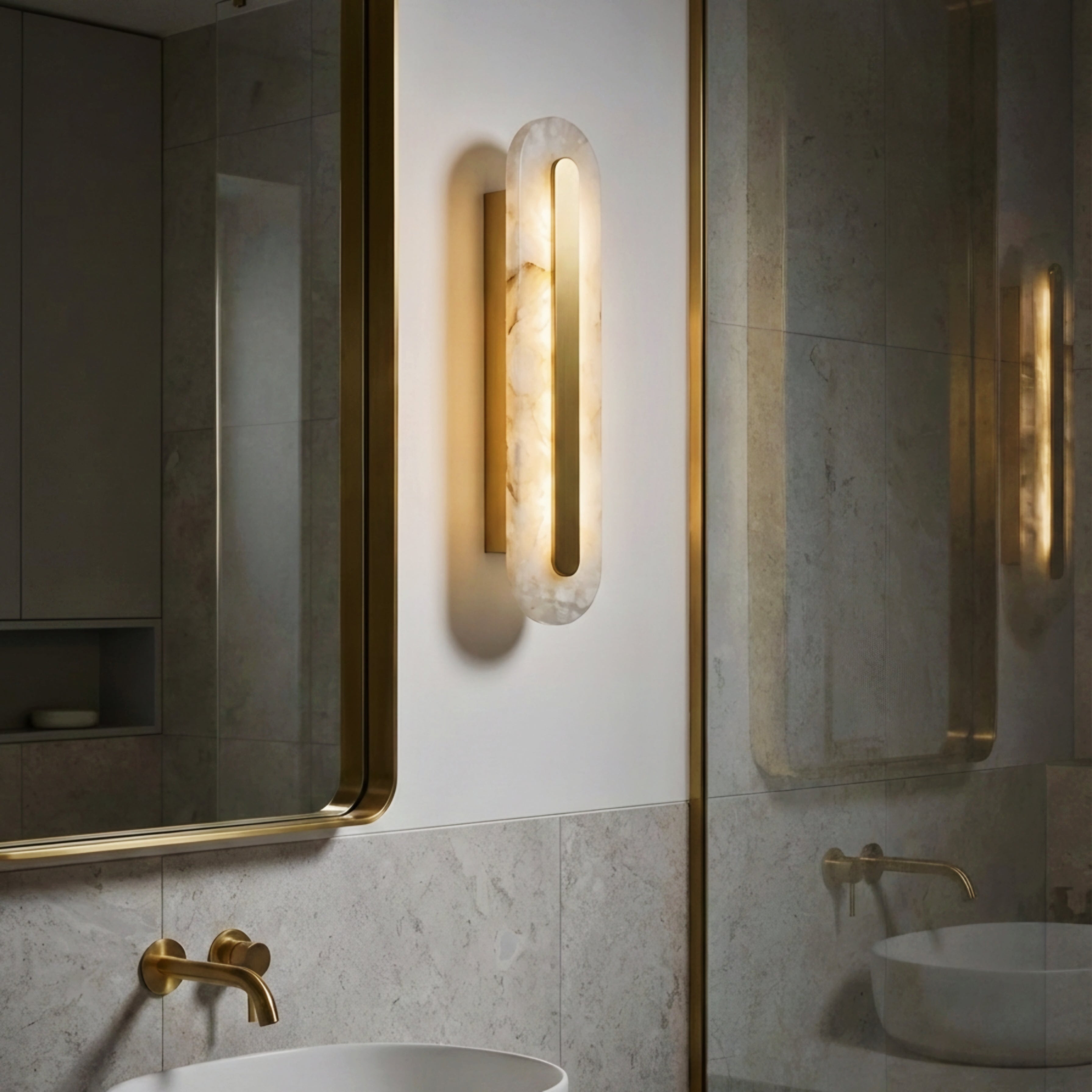 Aurielle Marble Oval Wall Lamp – Modern LED Indoor Marble Wall Sconce Bedside Hallway Lighting Fixture