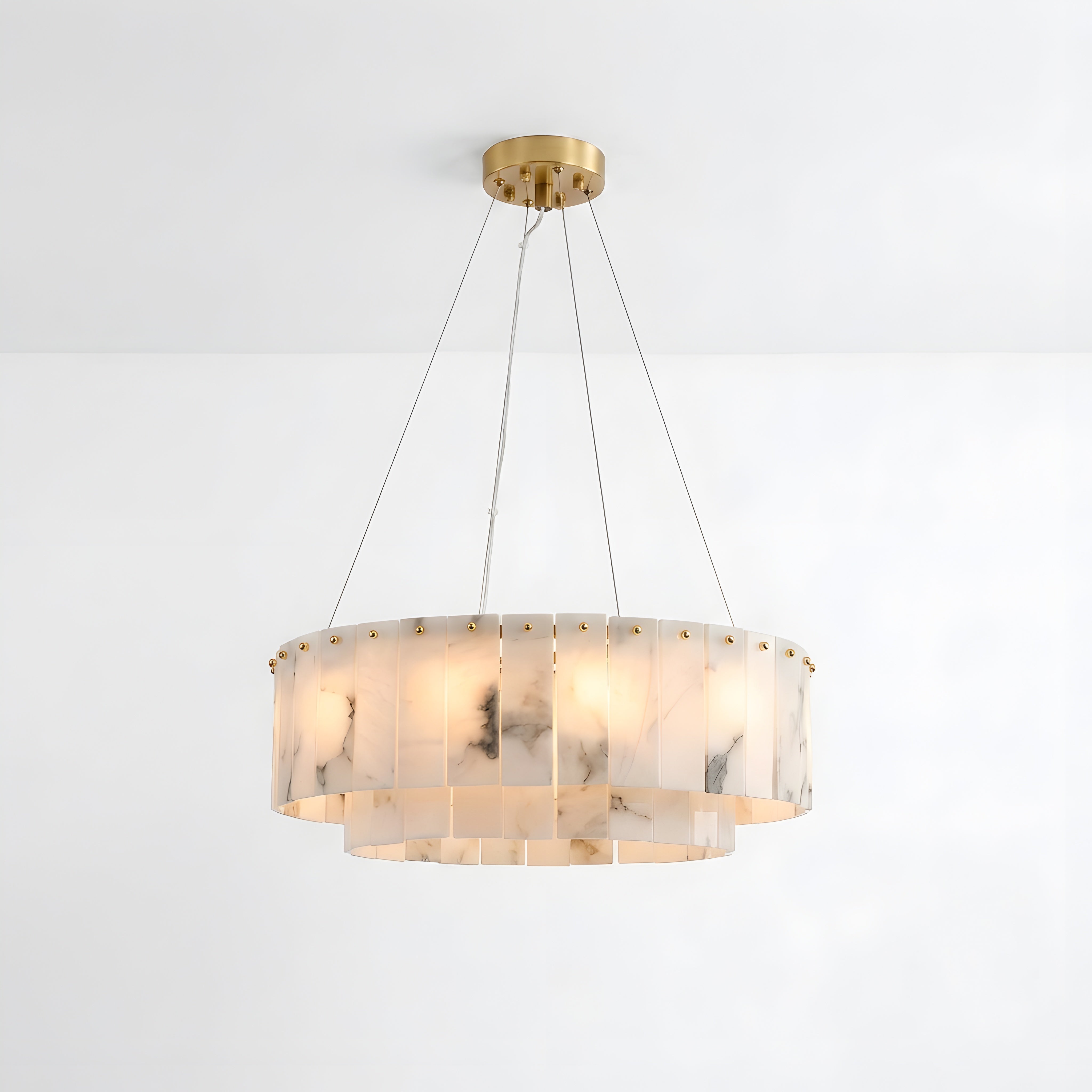 Marbelle Linear Marble Chandelier – Modern Kitchen Island LED Hanging Ceiling Fixture