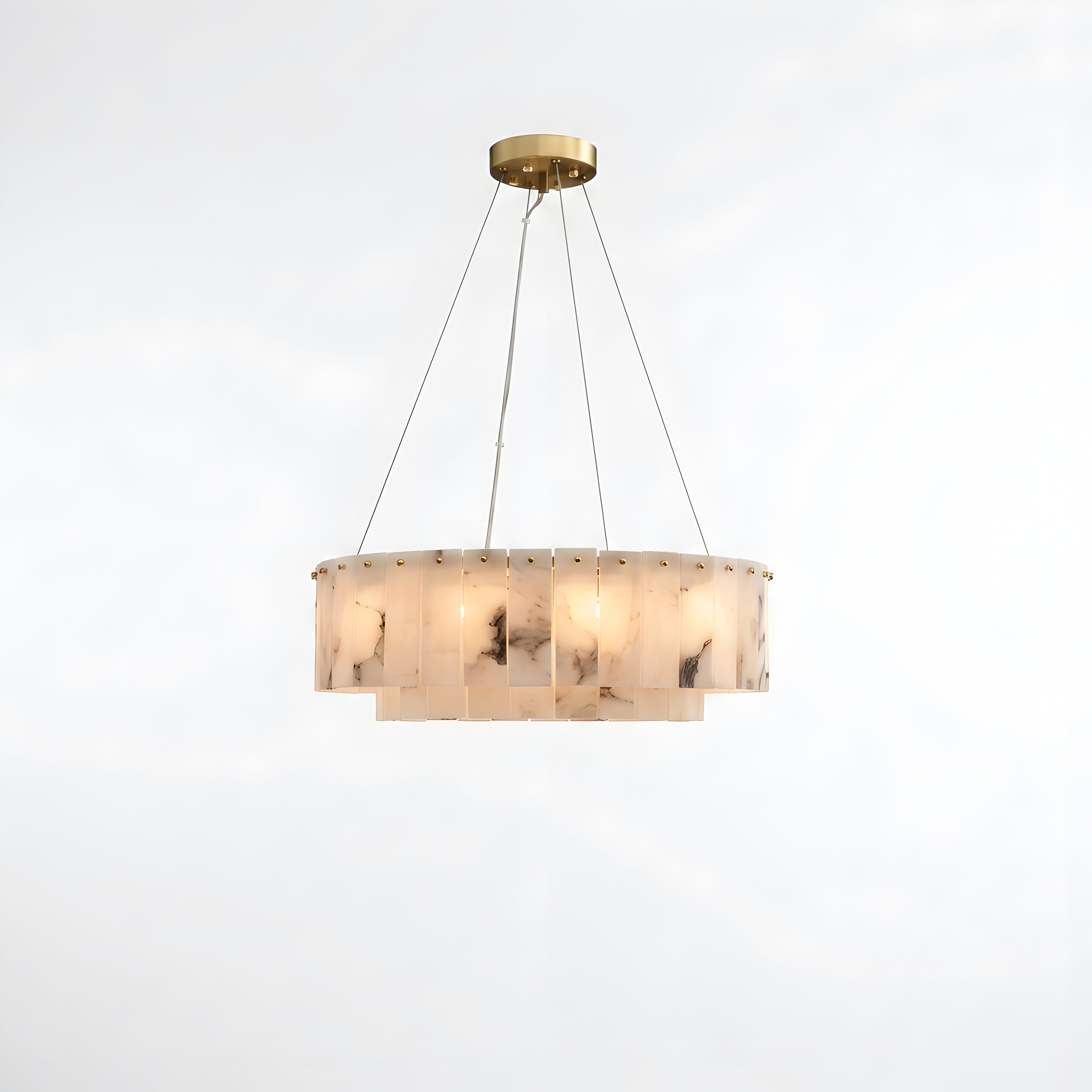 Marbelle Linear Marble Chandelier – Modern Kitchen Island LED Hanging Ceiling Fixture