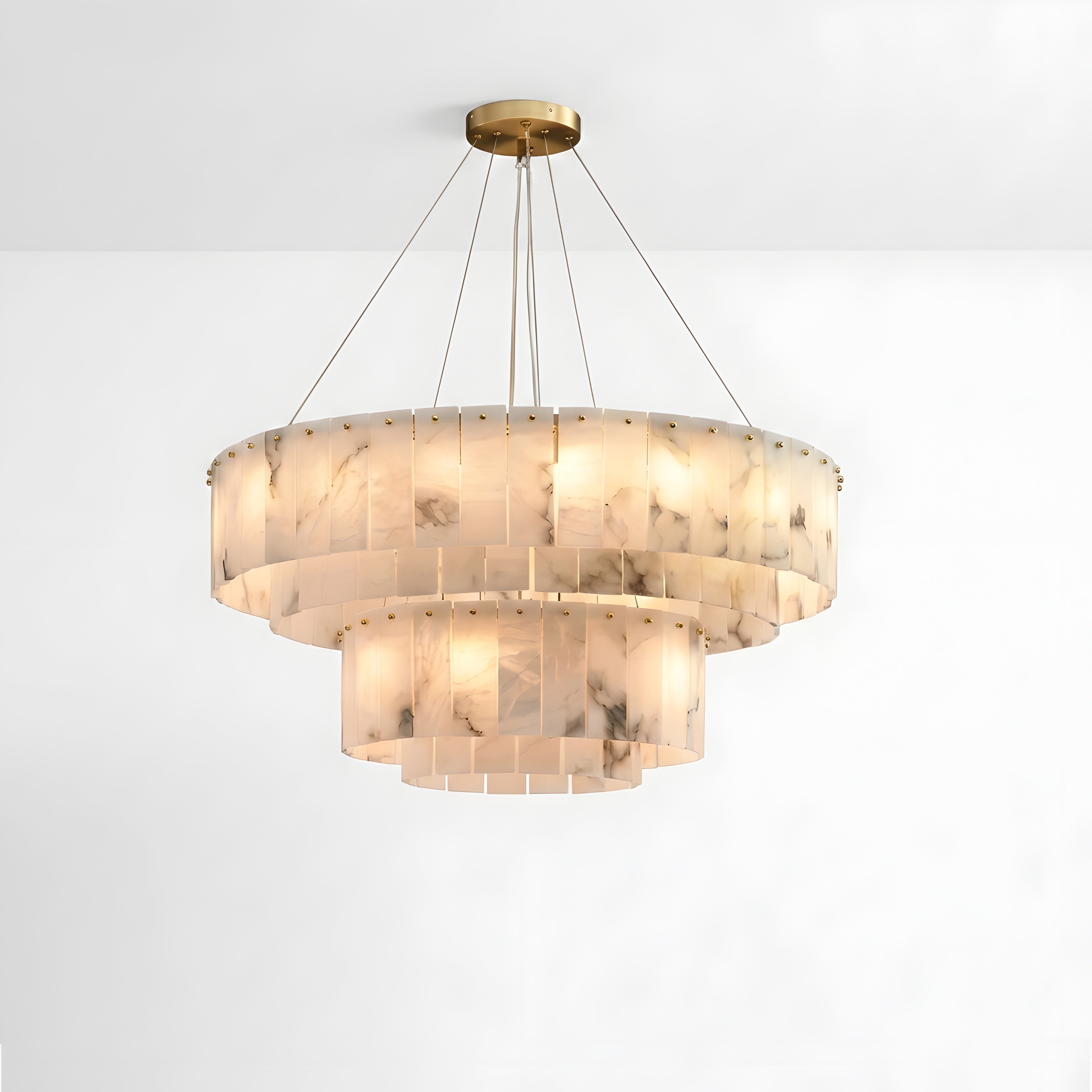 Marbelle Linear Marble Chandelier – Modern Kitchen Island LED Hanging Ceiling Fixture