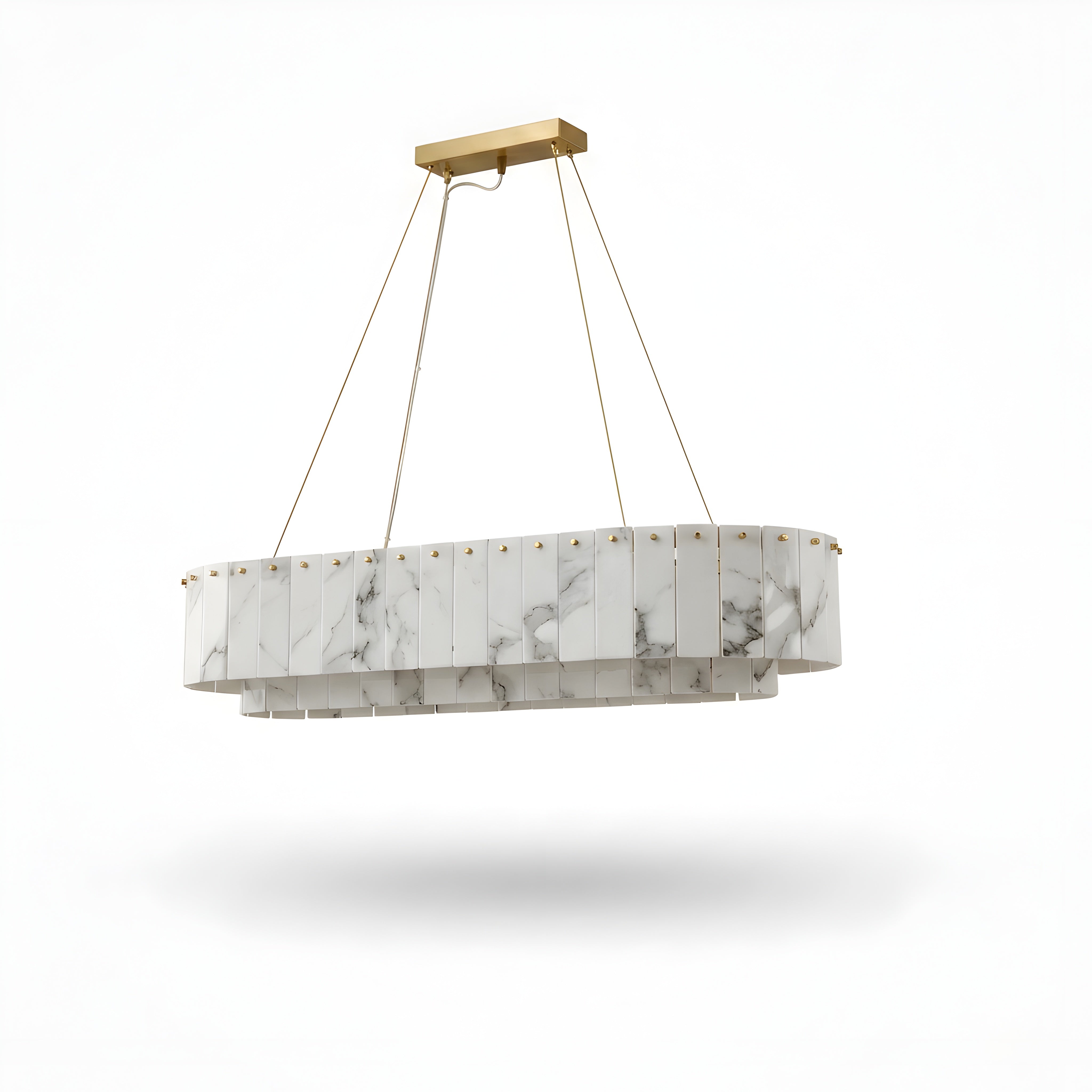 Marbelle Linear Marble Chandelier – Modern Kitchen Island LED Hanging Ceiling Fixture
