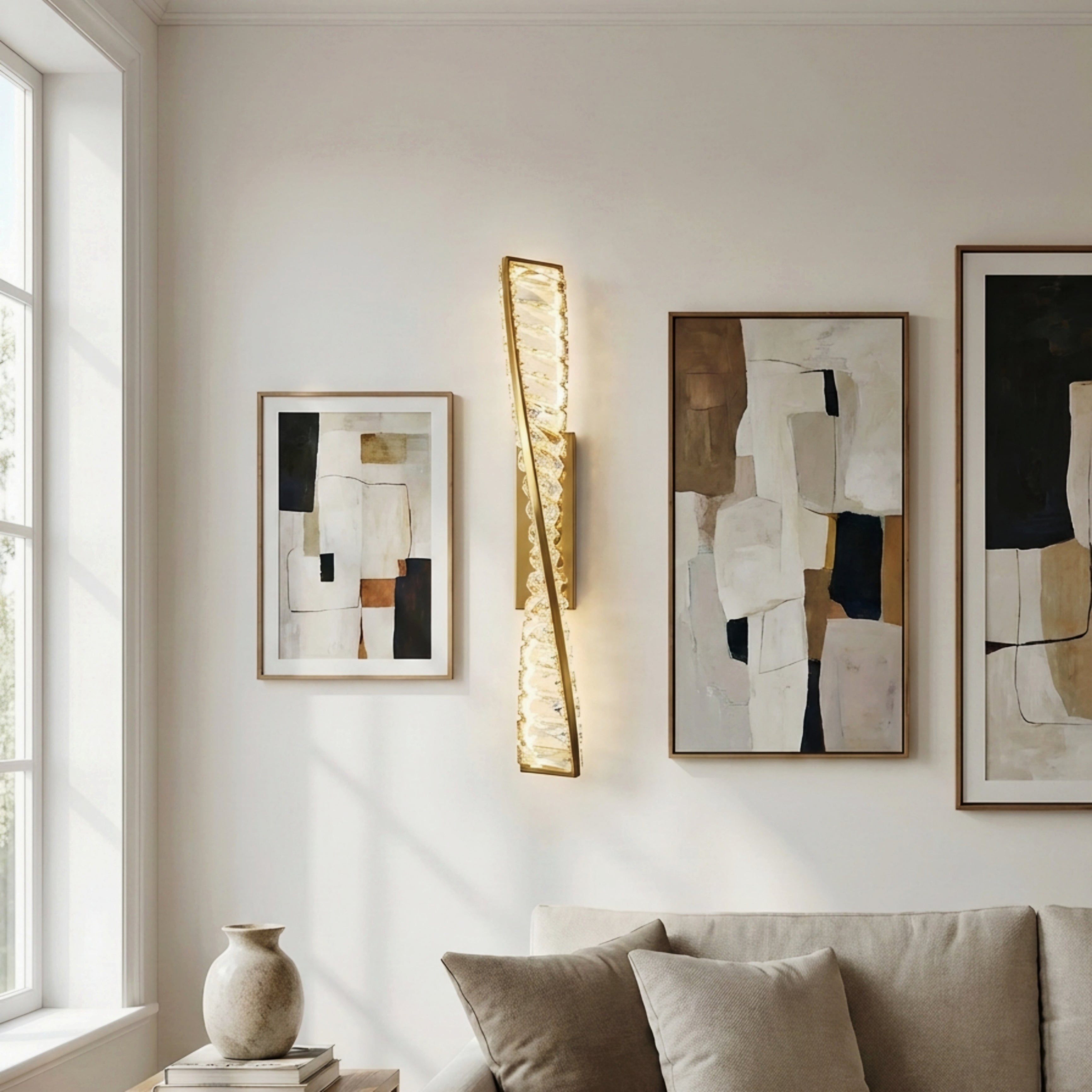 Valenza Twist Crystal Wall Lamp – Modern Gold LED Decorative Wall Lighting Fixture