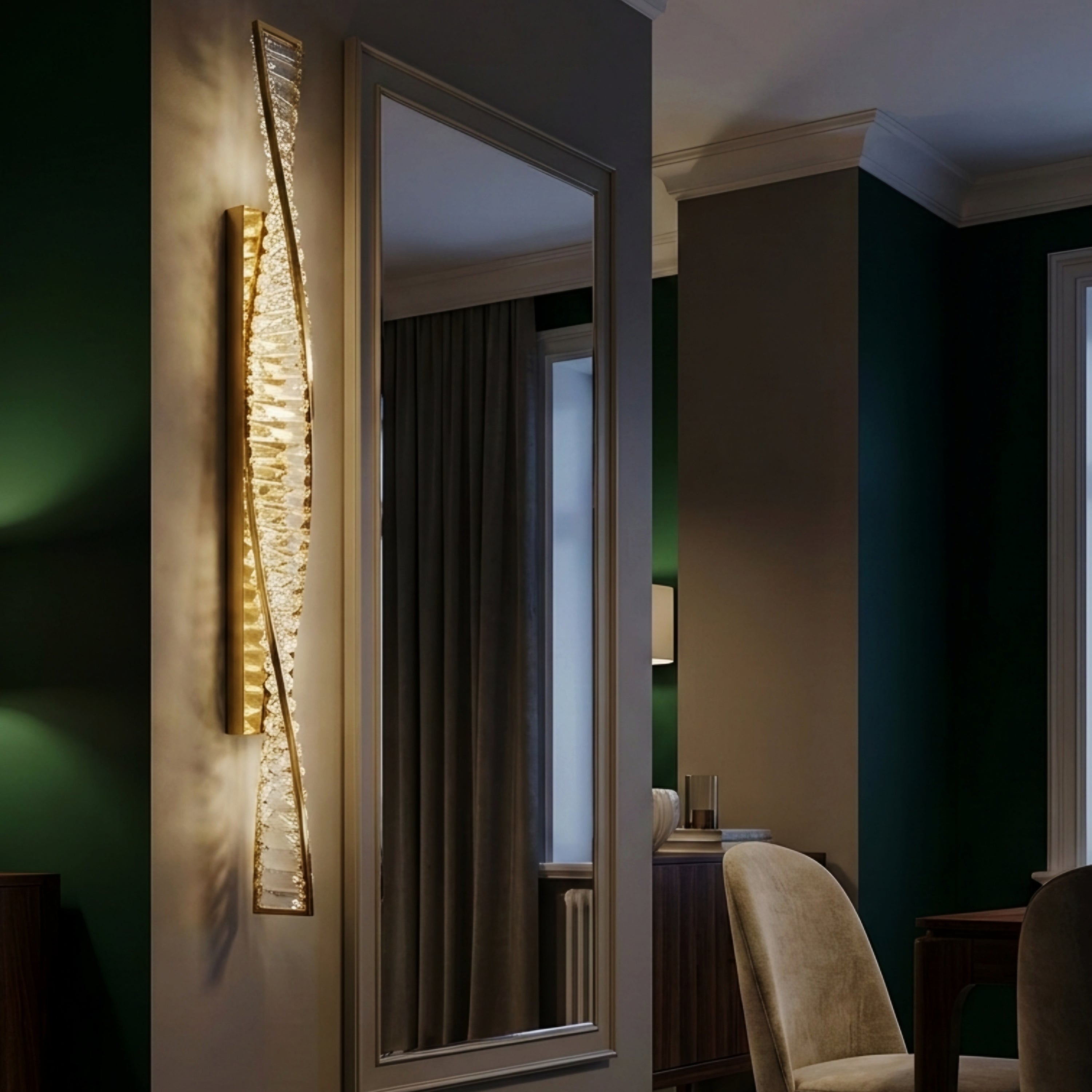 Valenza Twist Crystal Wall Lamp – Modern Gold LED Decorative Wall Lighting Fixture