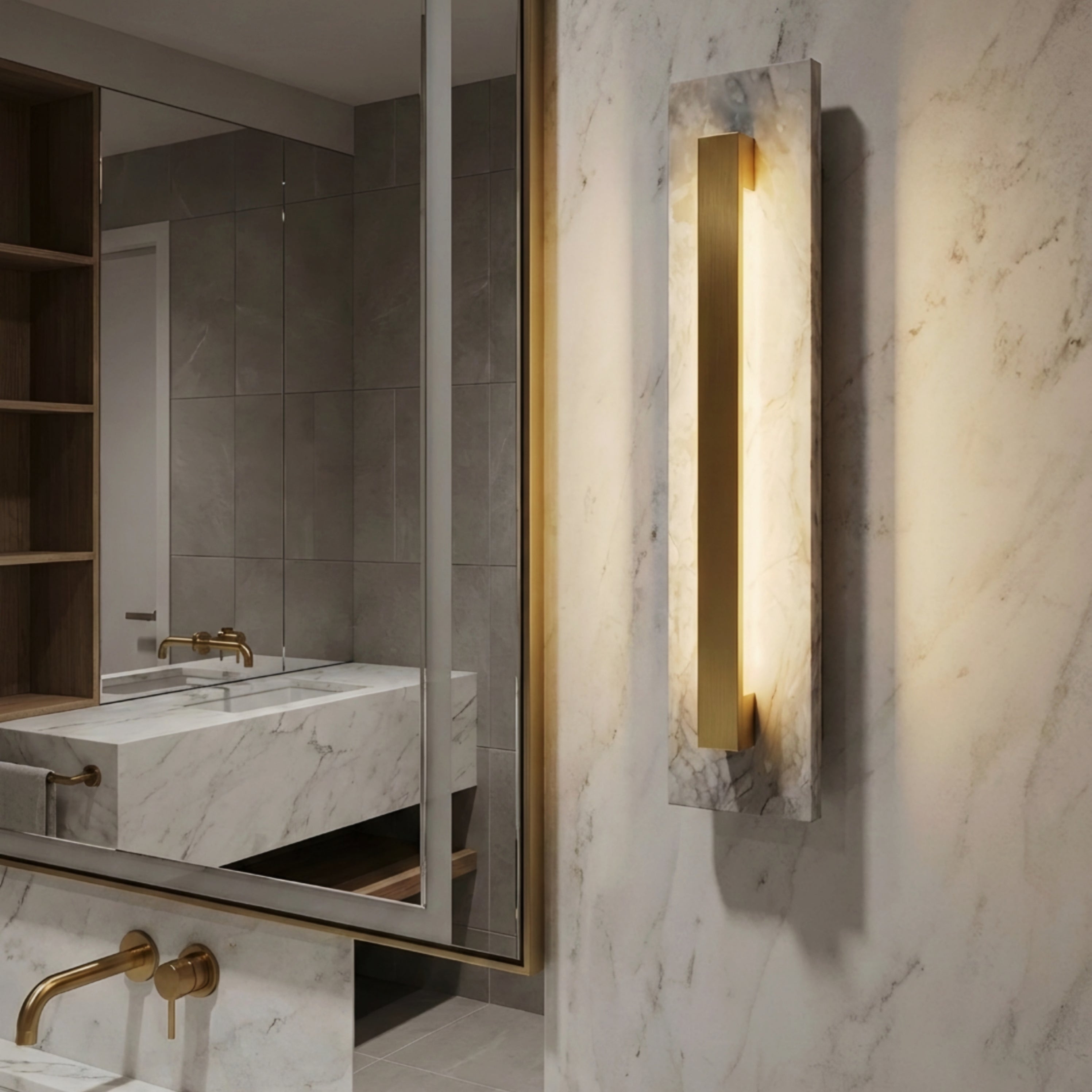 Aurielle Marble Oval Wall Lamp – Modern LED Indoor Marble Wall Sconce Bedside Hallway Lighting Fixture