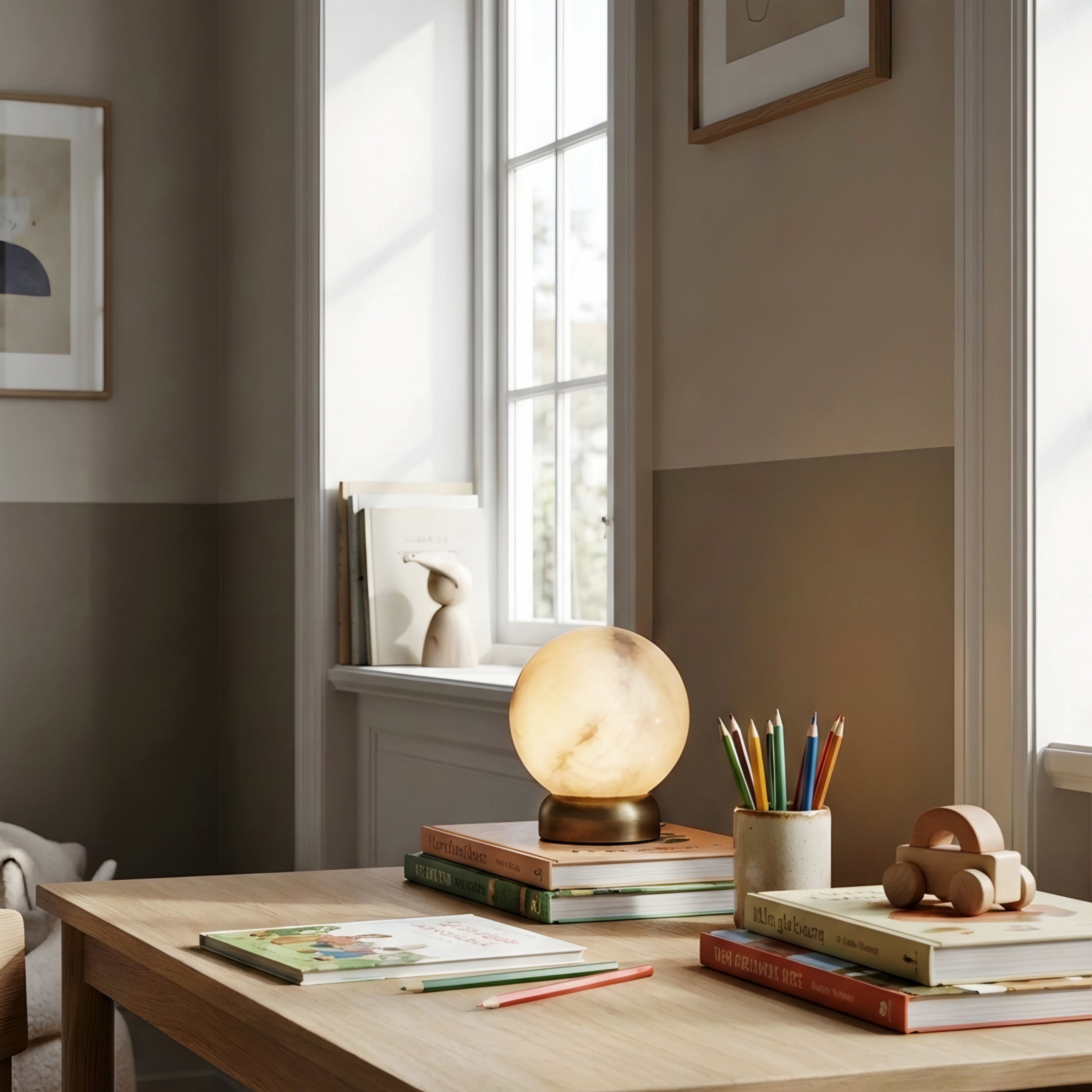 Lunara Glow Orb Table Lamp – Modern Marble Sphere Bedside Ambient Nightstand Light